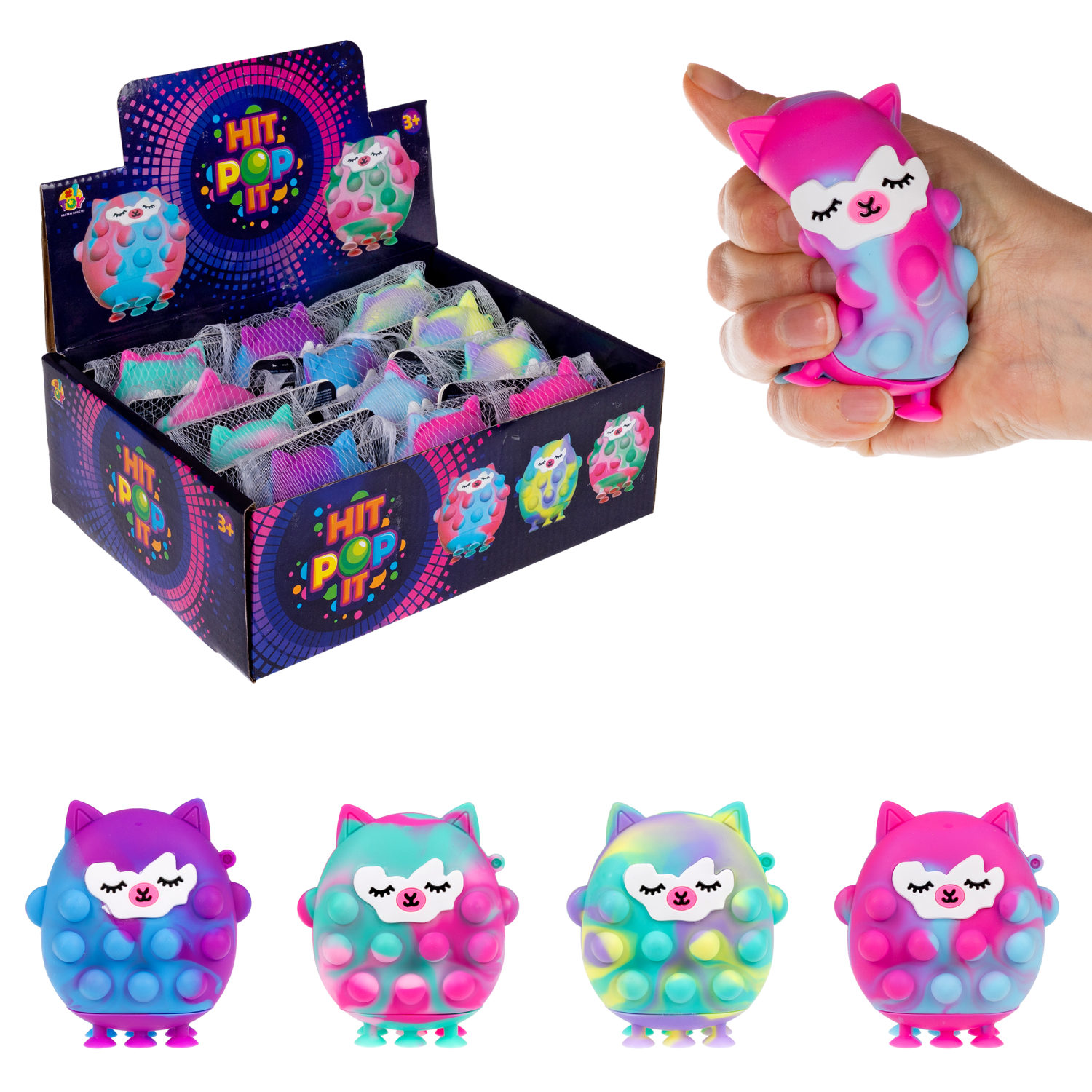 1toy Жмяка Hit Pop It "Лама" 8х7х2 см на присосках, 4 вида в ассортименте