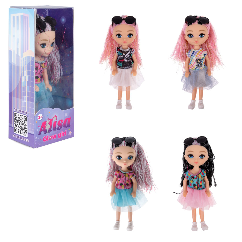 Кукла 1TOY ALISA GLOW GIRL, с яркими волосами, 15 см