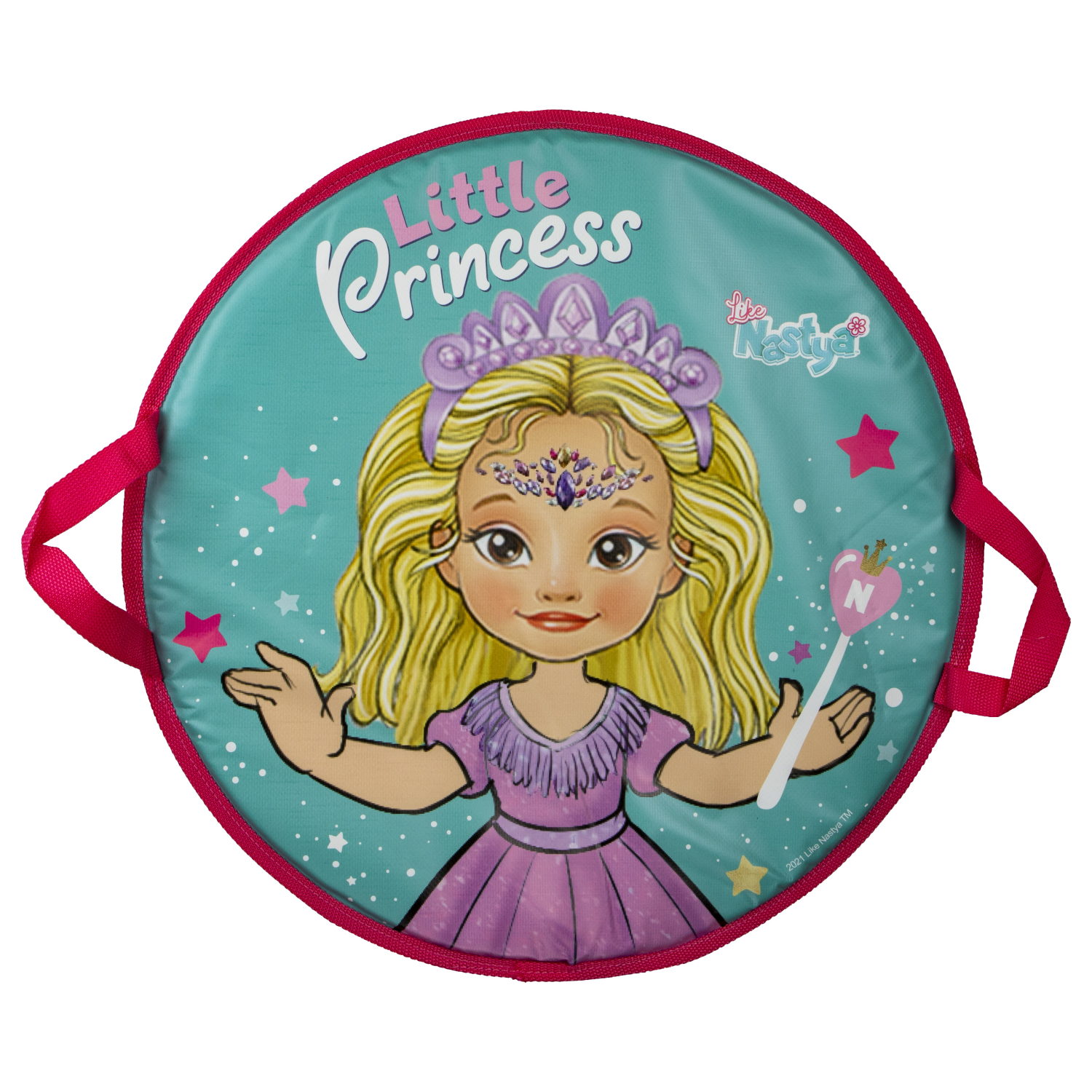 Ледянка мягкая, большая, круглая, с крепкими ручками, для катания с горки, для девочки 1toy Like Nastya, 52 см