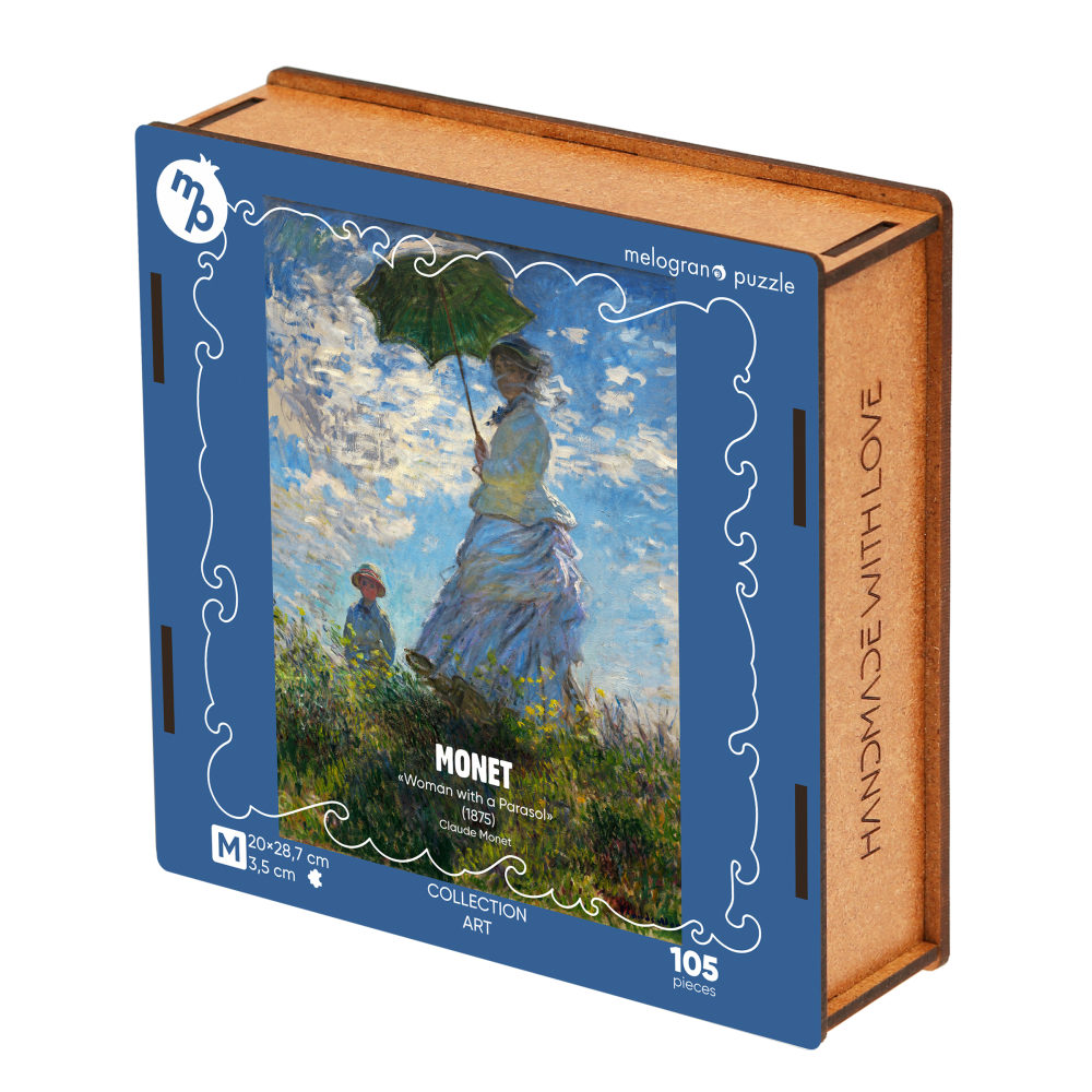 Деревянные пазлы Collection Art Клод Моне, Дама с зонтиком, 105 деталей, 20х28,7 см, 10+