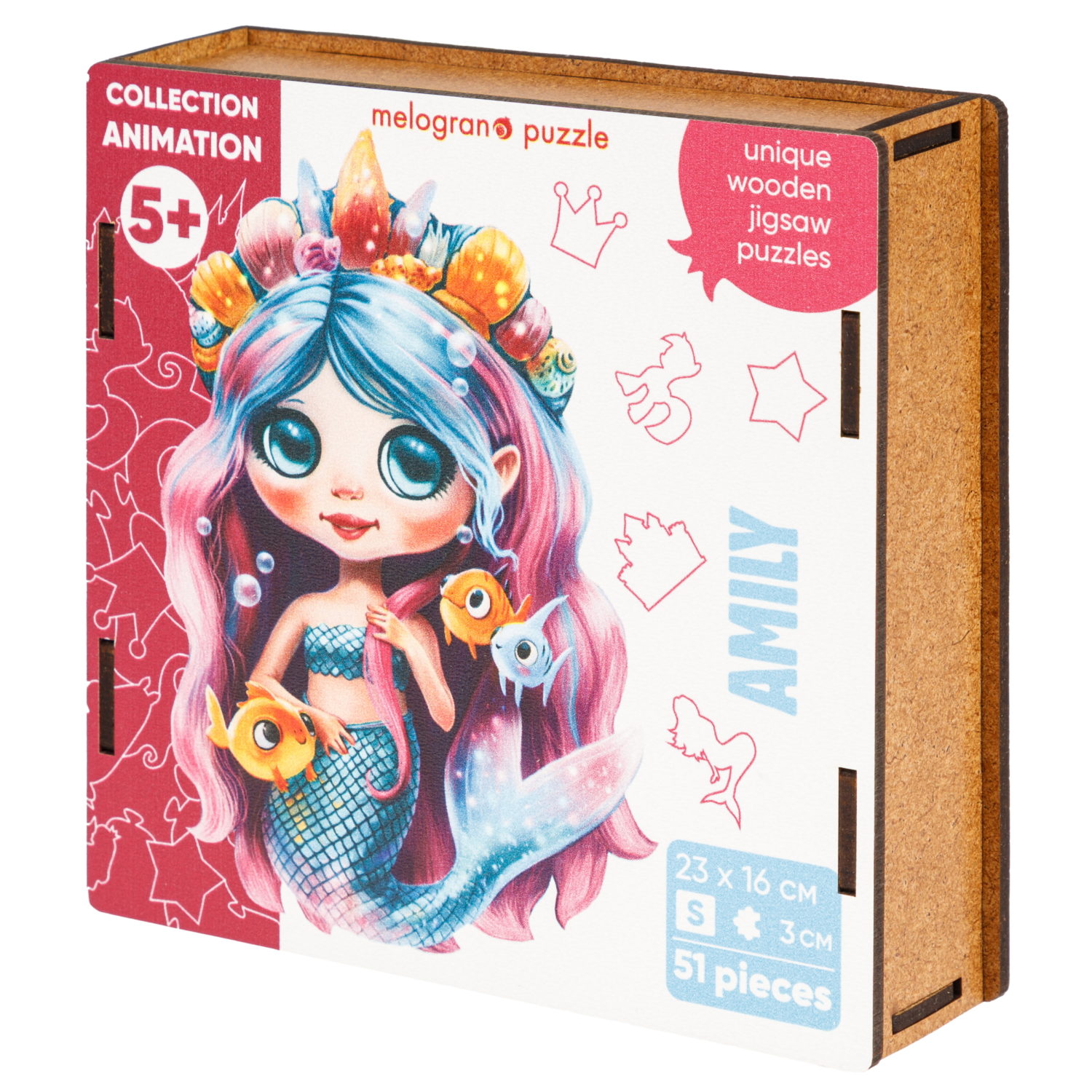 Деревянные пазлы Collection Animals Русалочка Эмили, 50 деталей