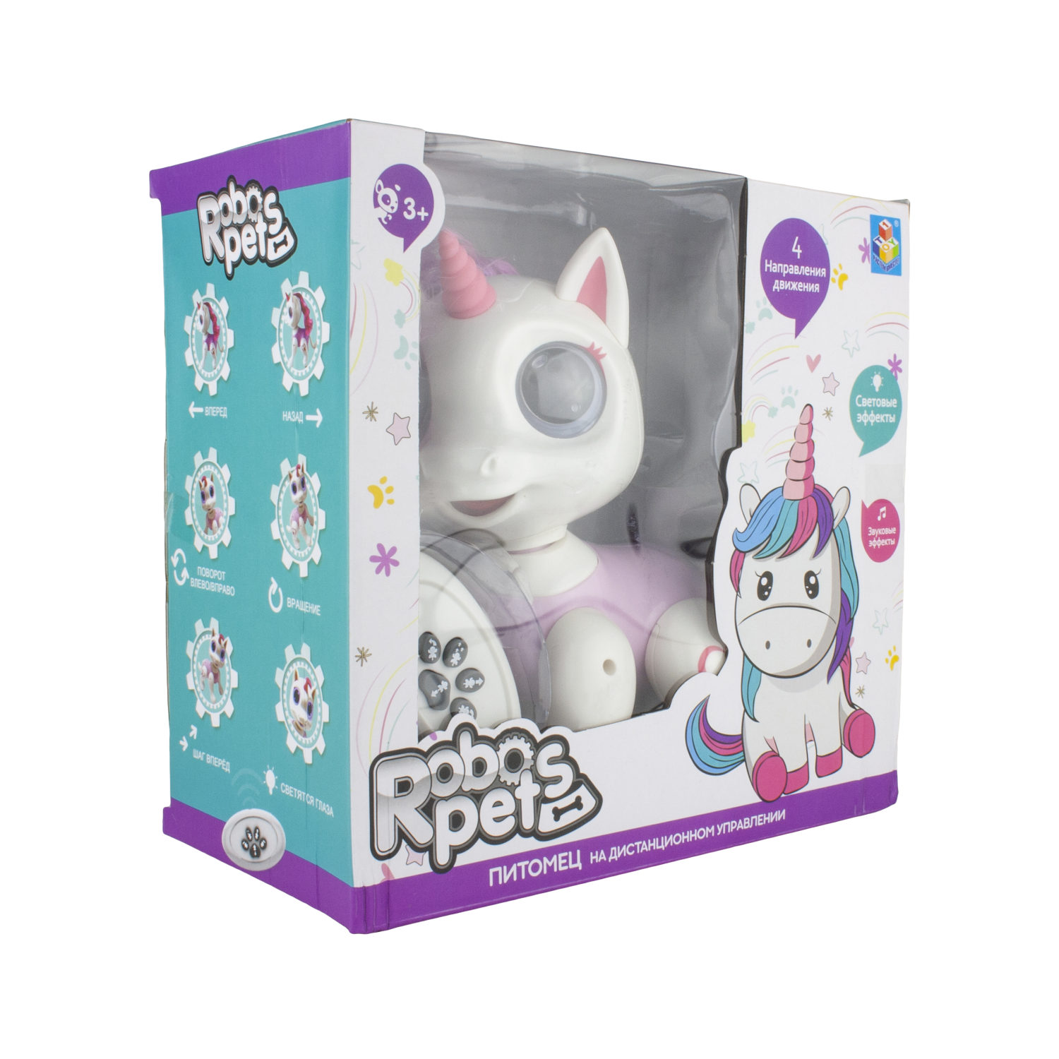 Интерактивная игрушка 1TOY Robo Pets Единорог со световыми, звуковыми и эффектами движения