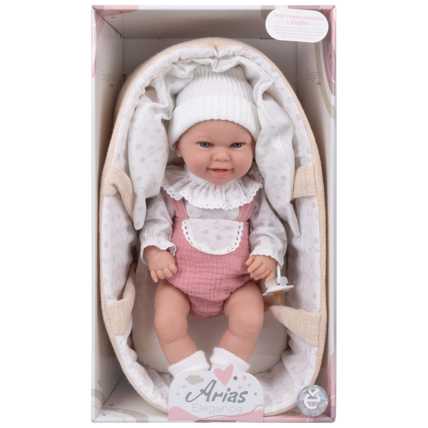 Испанская кукла для девочки reborn пупс Arias виниловая, силиконовая, с люлькой, 33 см