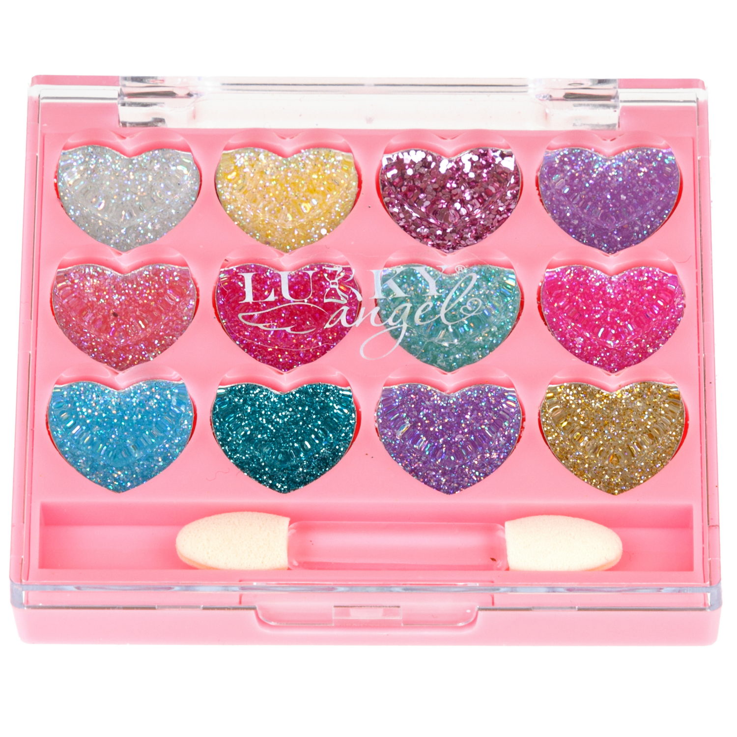 Палетка крем-теней для век детских Lukky Angel, «Сердечки», 12 цветов, розовая коллекция, 9 г