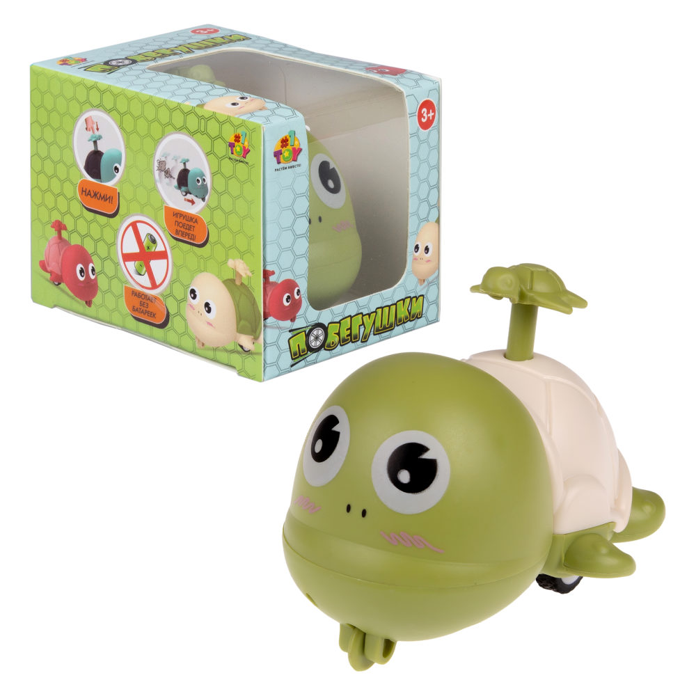 Инерционная игрушка 1TOY Побегушки Черепаха с детёнышем, бежевый панцирь