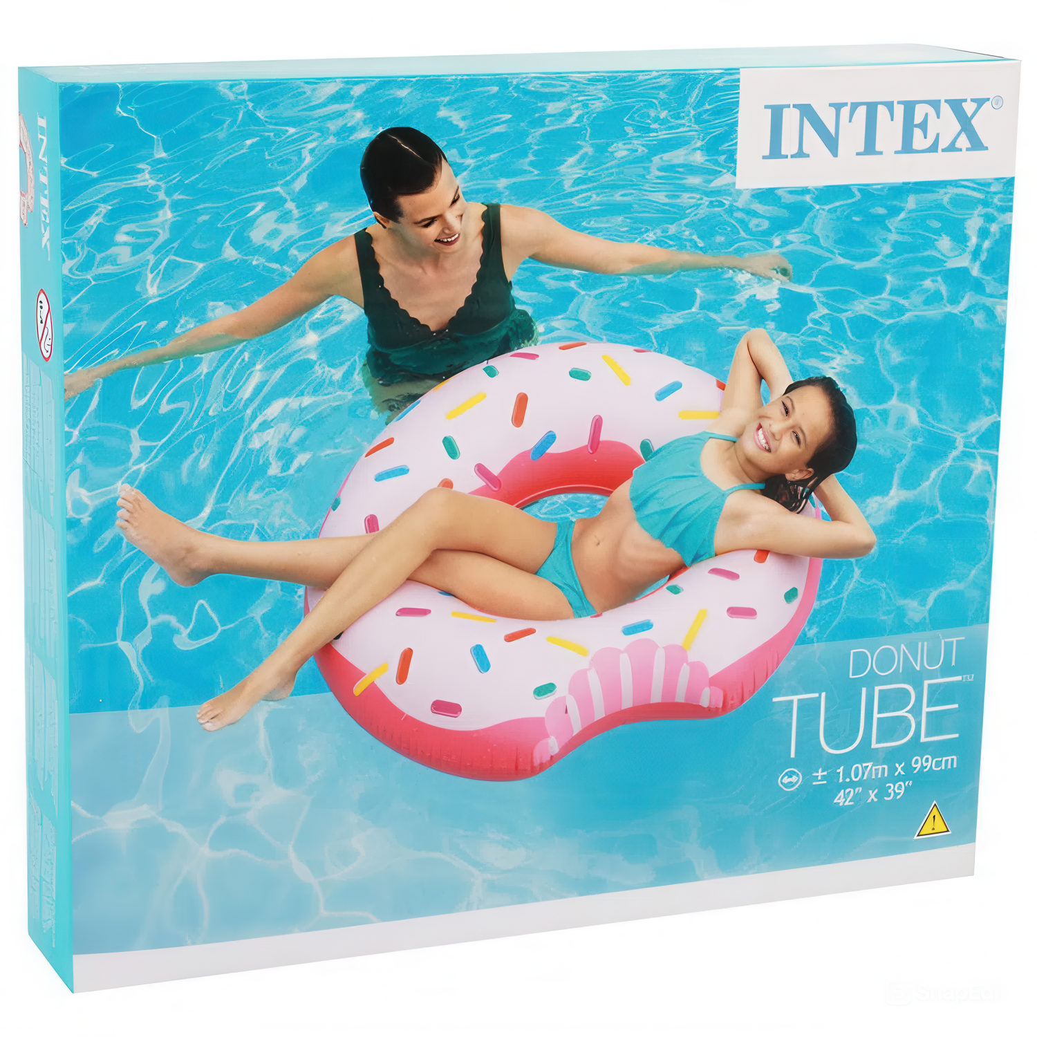 Круг для плавания надувной детский Пончик Интекс Intex для бассейна, моря, для девочек и мальчиков, подростков, от 9 лет, 107 см