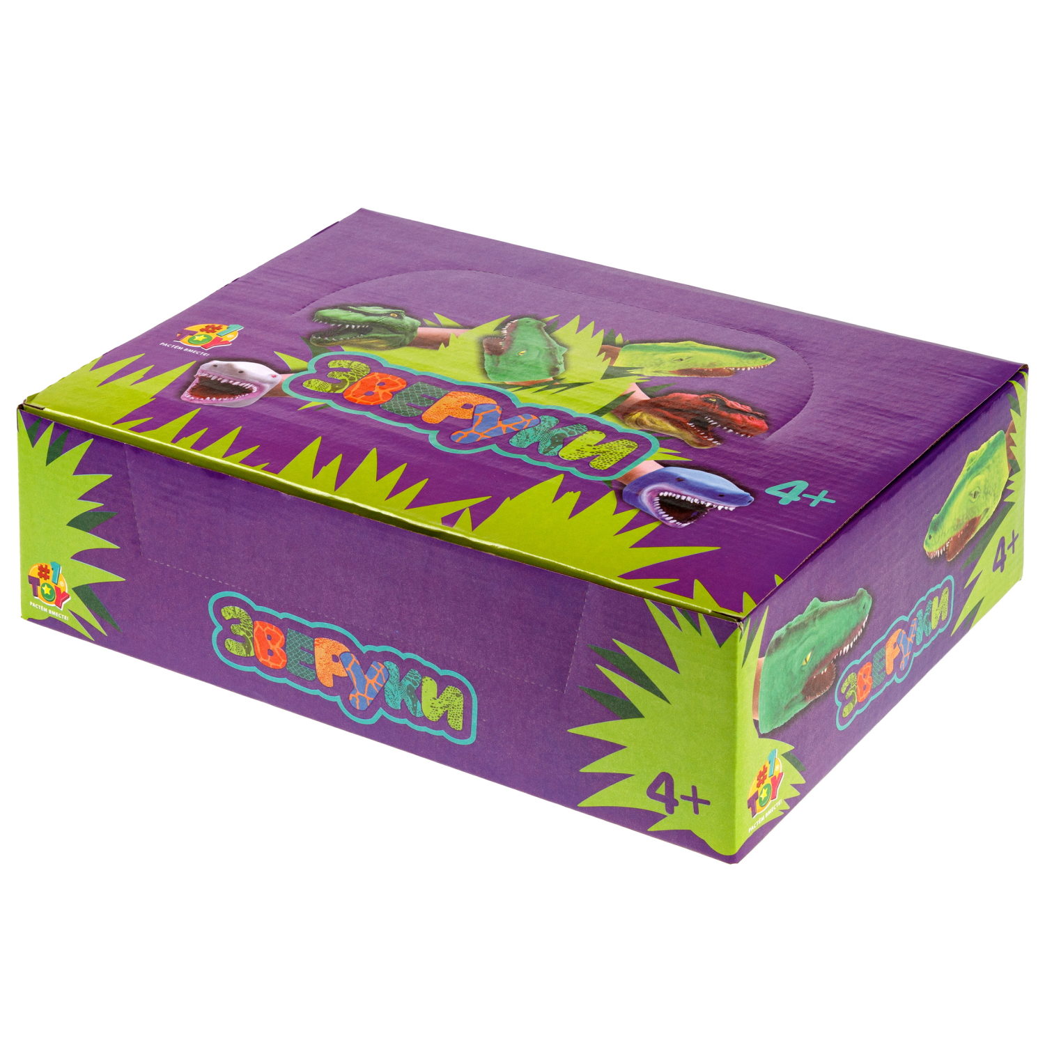 1toy Зверуки большие на руку, 6 видов, 12 шт в д/б