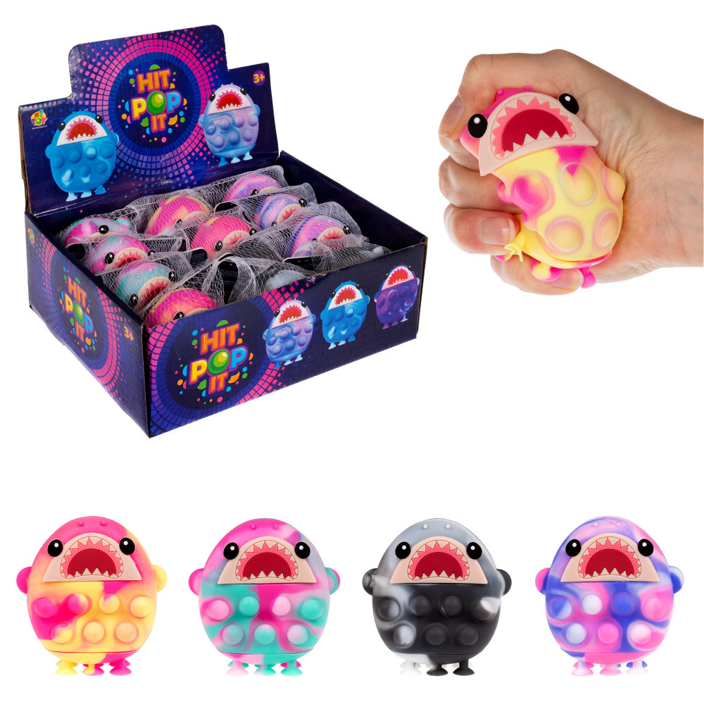 1toy Жмяка Hit Pop It "Акула" на присосках, 8х7х3,5 см, 3 вида в ассортименте