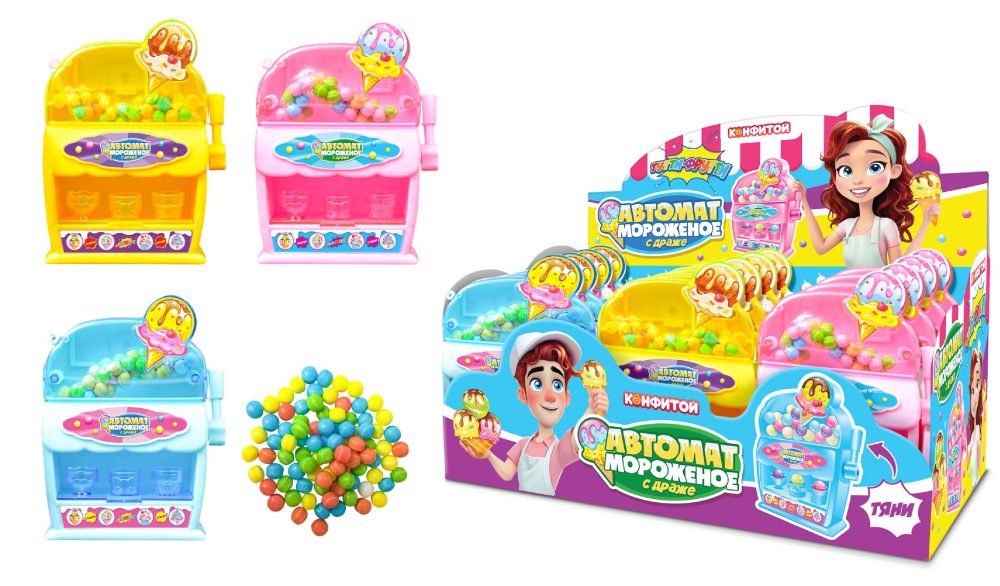 АВТОМАТ МОРОЖЕНОЕ с драже, блок 12 шт. (8г х 12 х 12)