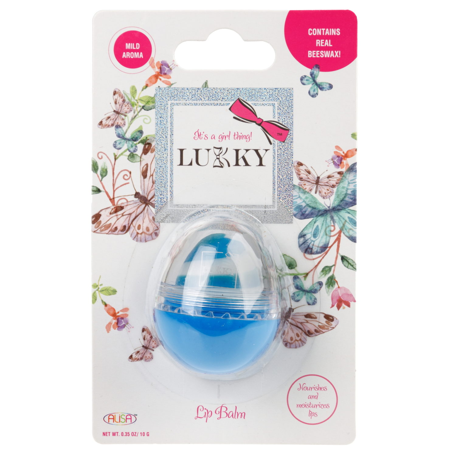 Бальзам для губ - яйцо LUKKY, увлажняющий, питательный, Морская лазурь, 10 г.