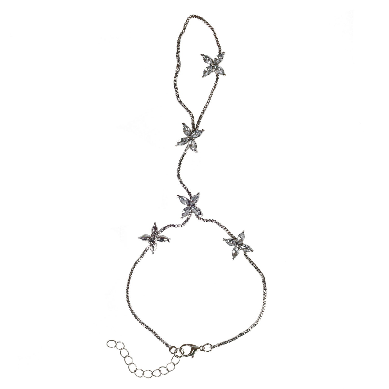 Украшение-цепочка на руку Lukky Fashion "Экзотические цветы", серебряного цвета