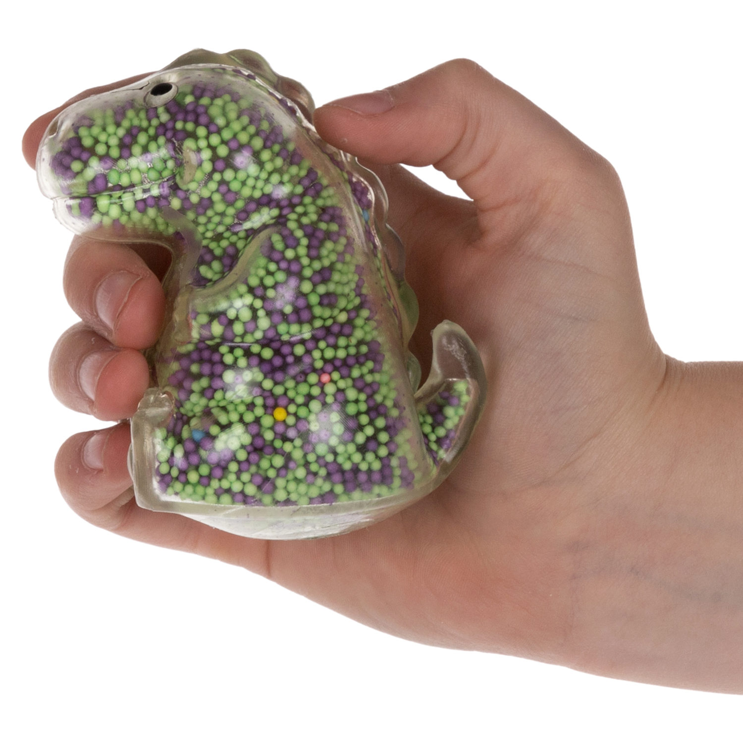 1toy Жмяка динозавр с пенопластовыми шариками, 8х11 см, 4 вида в ассортименте