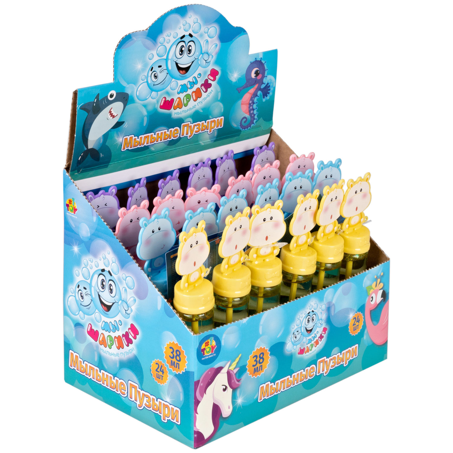 Мыльные пузыри 1TOY Мы-шарики! Бегемот, 38 мл, в ассортименте