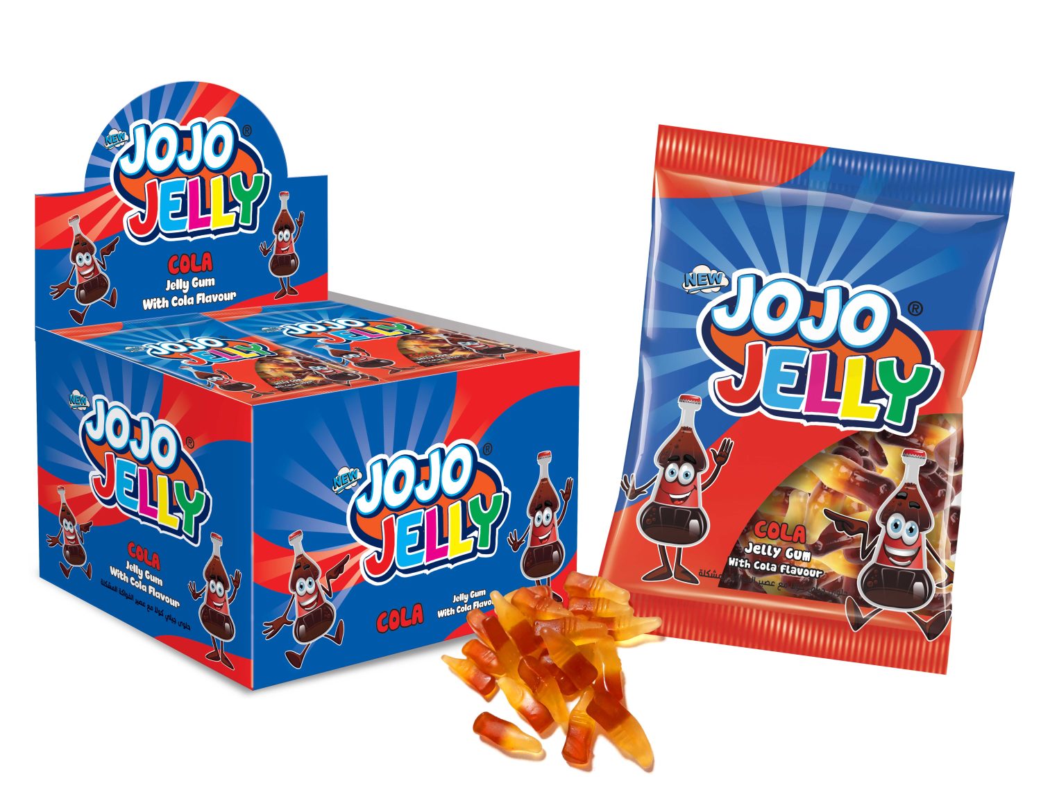 JOJO JELLY Кола жевательный мармелад, блок 24 шт. (40г х 24 х 8)