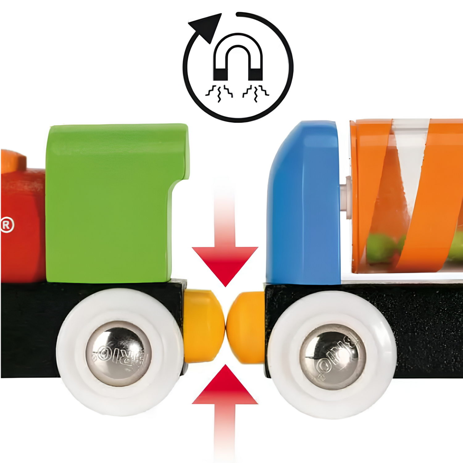 Деревянная железная дорога BRIO, поезд детский на рельсах - паровозик на магнитах, игрушки для малышей, 18 элементов