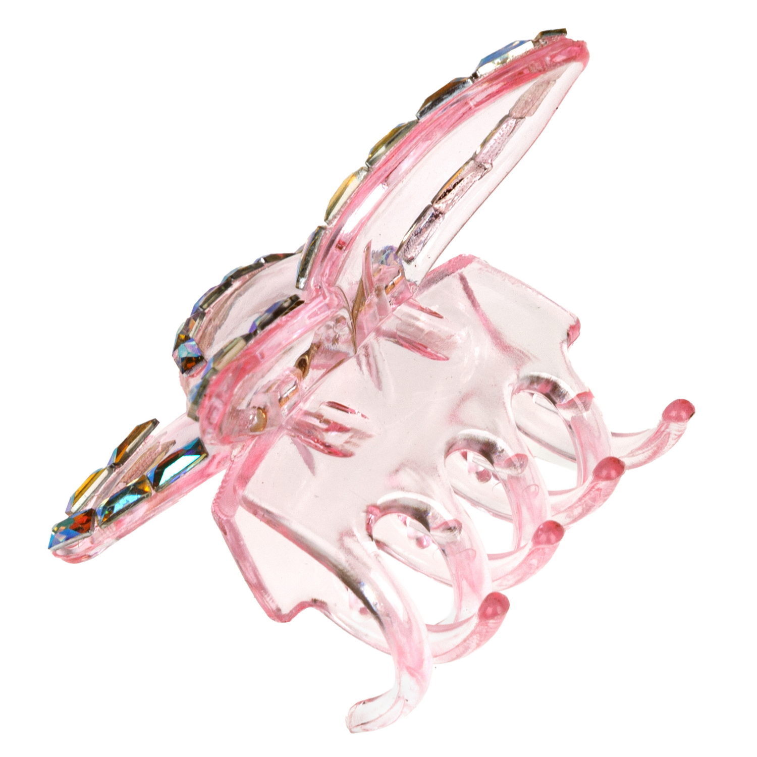 Lukky Fashion заколка-краб д.волос Бабочка Crystal с голограф.отделкой,4 цв.:золотой/розовый/малиновый/серебряный микс