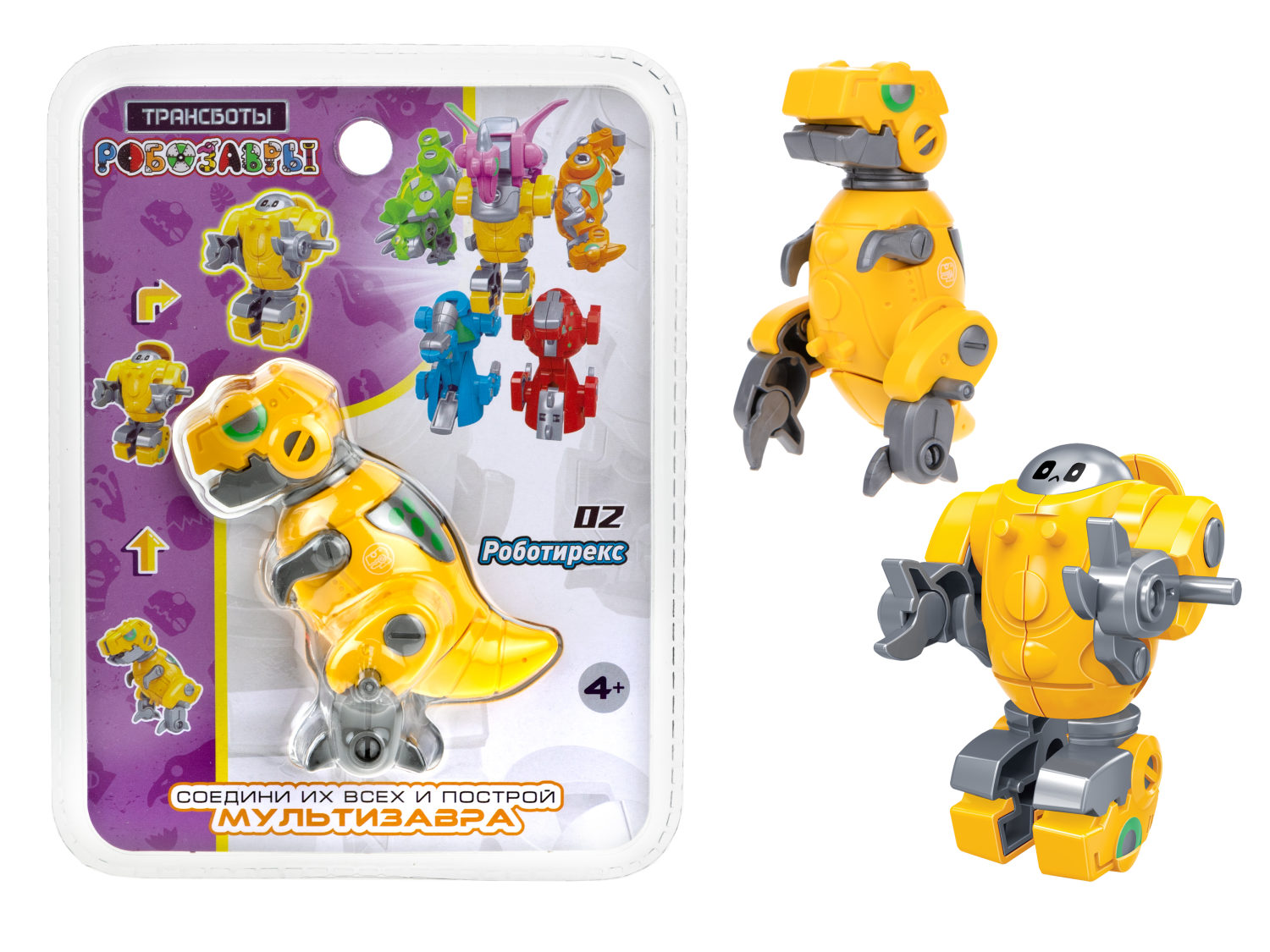 1toy Трансботы "Робозавры" (д/б 6 шт., в асс. 6 видов, из 6 шт. собирается большой робот)