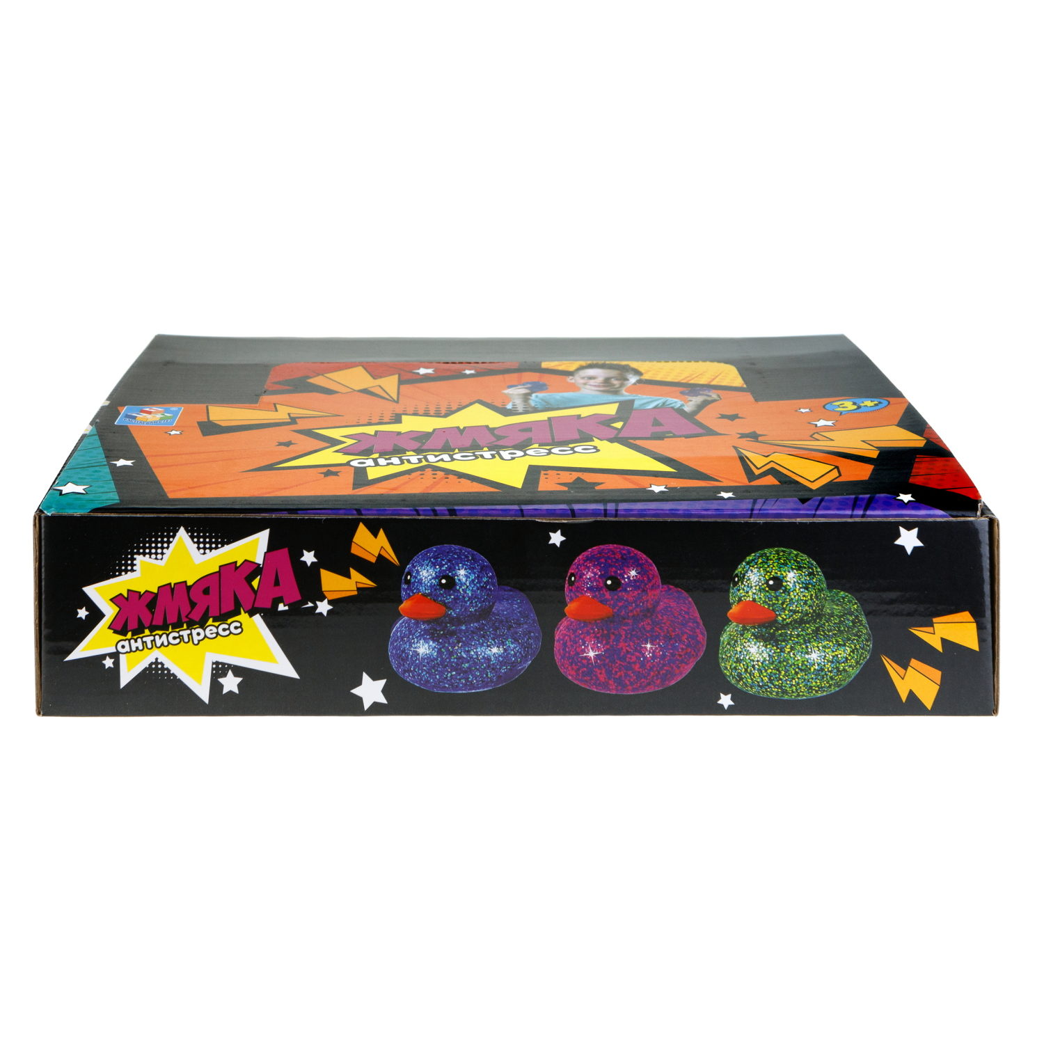 1toy Жмяка-антистресс "Уточка" с блёстками 8х7,2х6,5 см, 6 видов в асс., 12 шт. в д/б