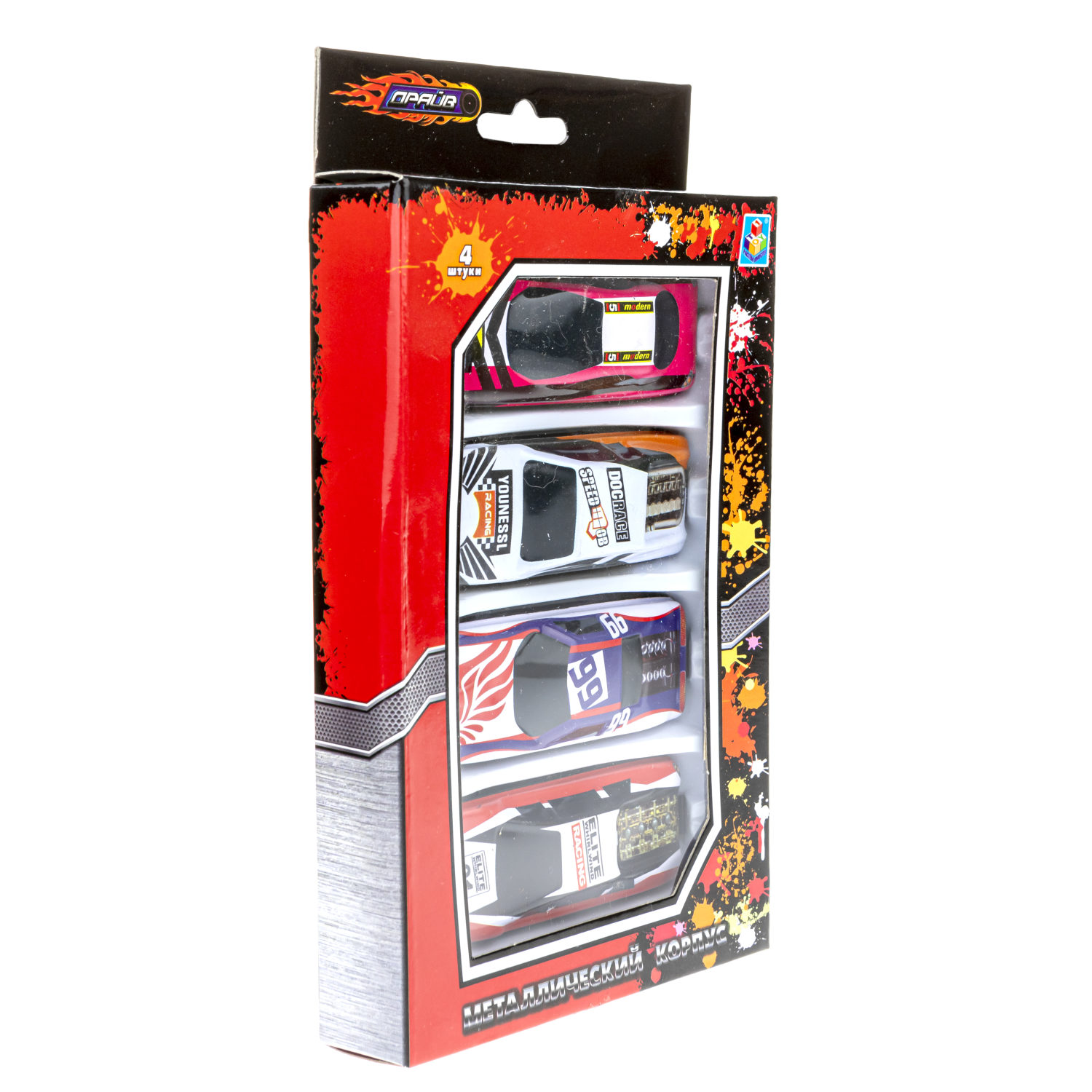 Набор металлических машинок 1TOY Драйв, гоночные, маленькие, 7 см, 4 шт.