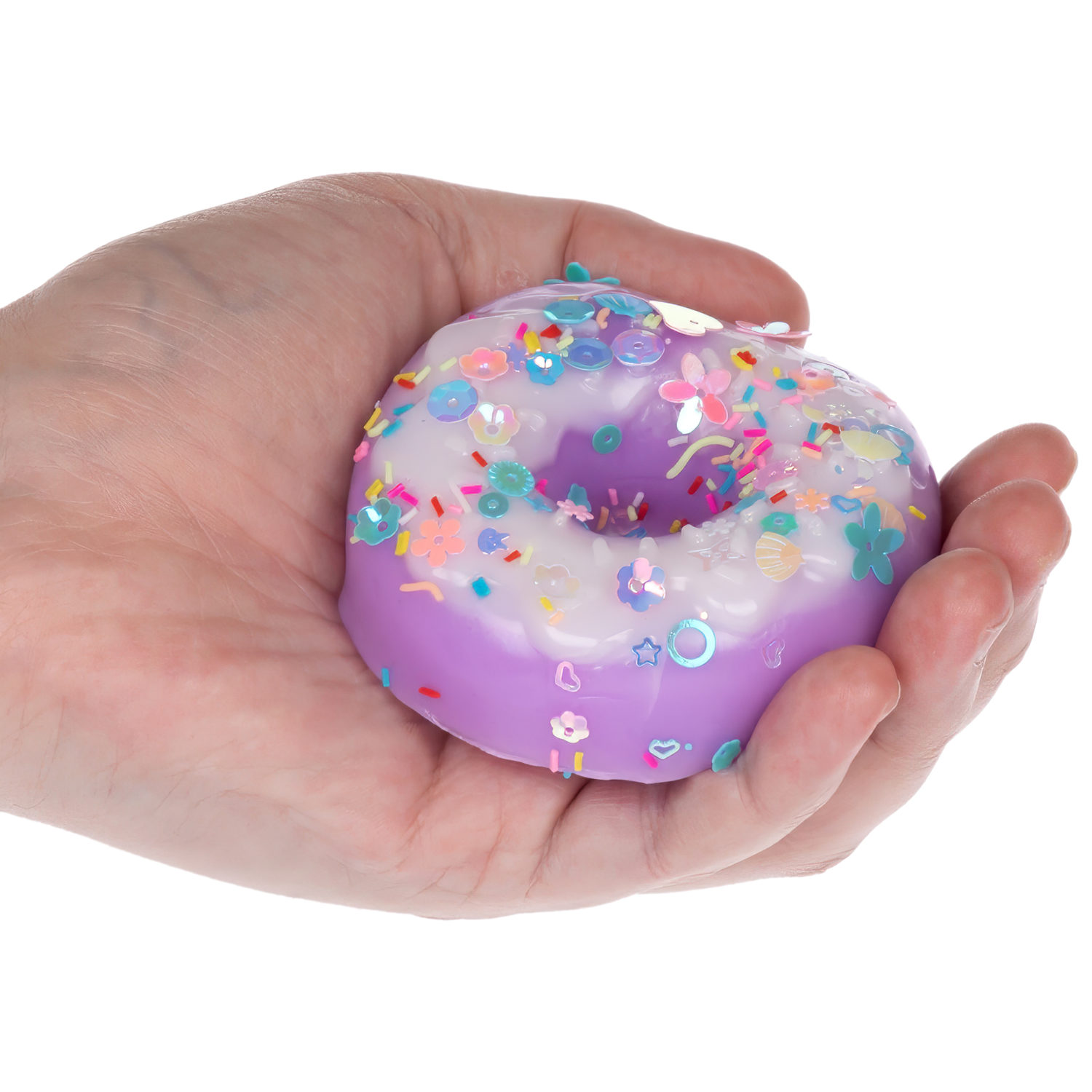 Игрушка-антистресс 1TOY Крутой замес «Няшка-вкусняшка», «Пончик с посыпкой», с колокольчиком, фиолетовый