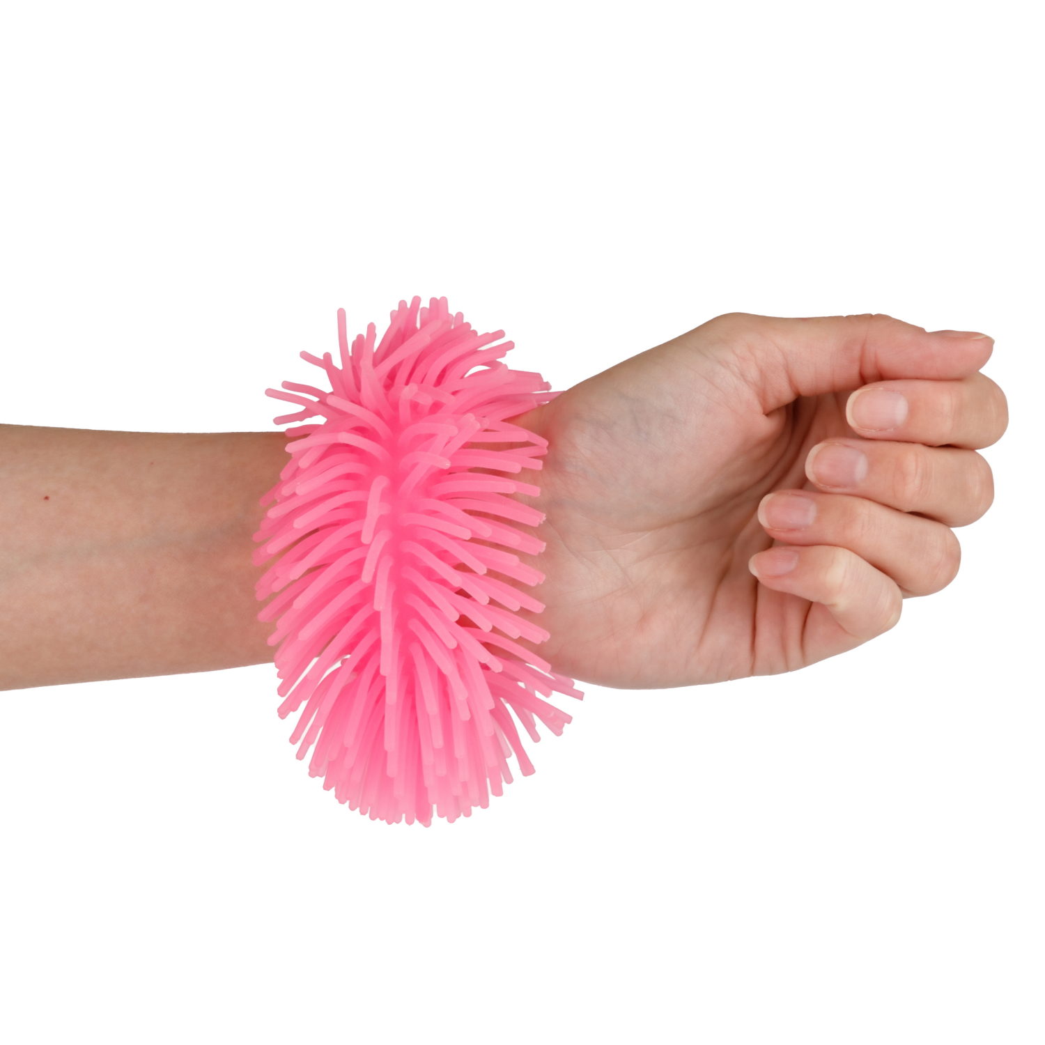 1TOY эластичный браслет-антистресс ЛАПША, однотонный, светится в темноте, розовый