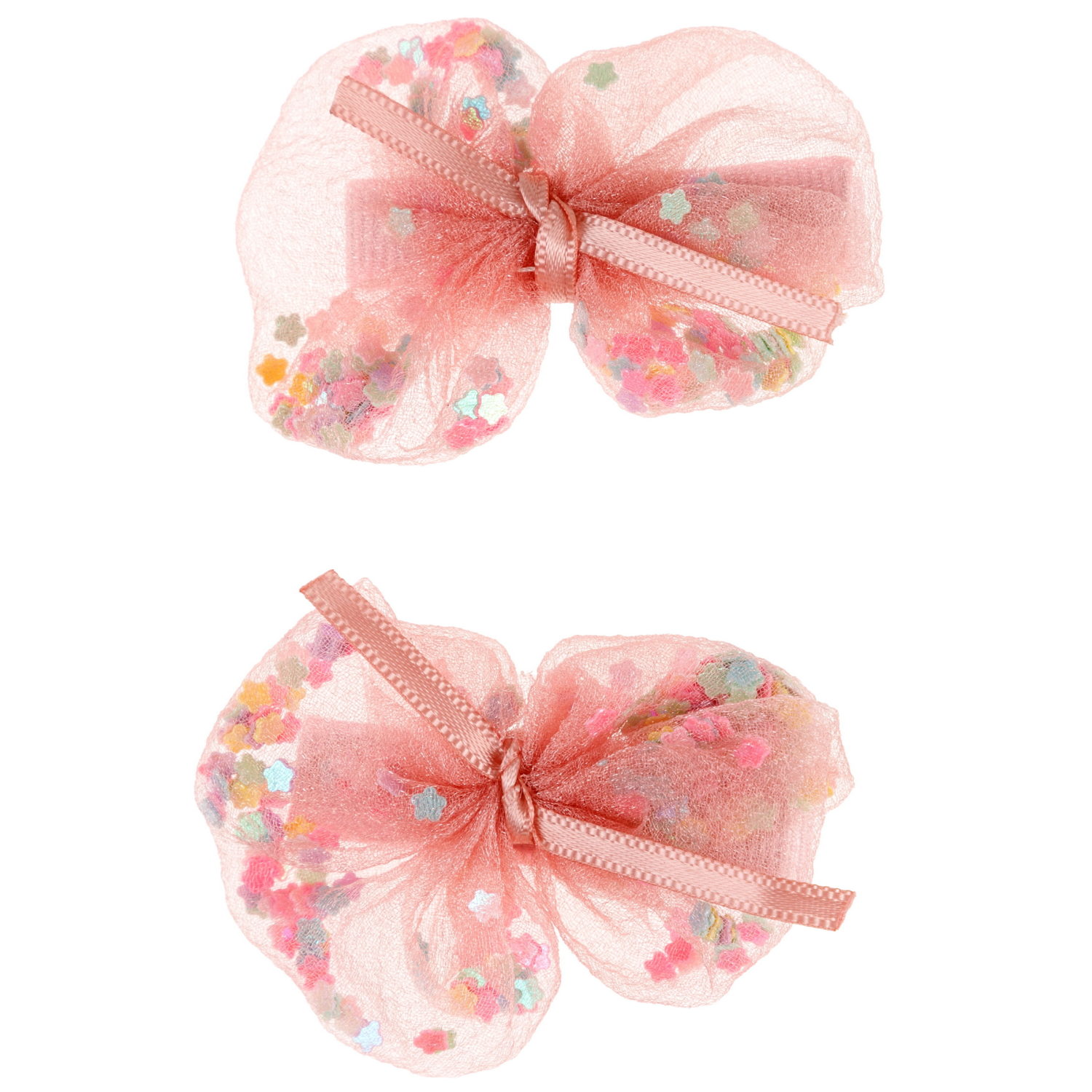 Заколки для волос Lukky Fashion Бантики с блестящей насыпкой, детские, для девочки, зажимы, 4 цвета в ассортименте, набор 2 шт.