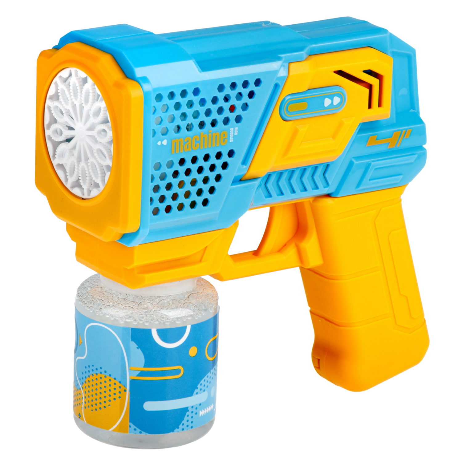 1toy Мы-шарики! игрушка для пуск. мыл. пуз. на бат. Бластер 15*16 см со свет эфф, 1* 90 мл, коробка, желт