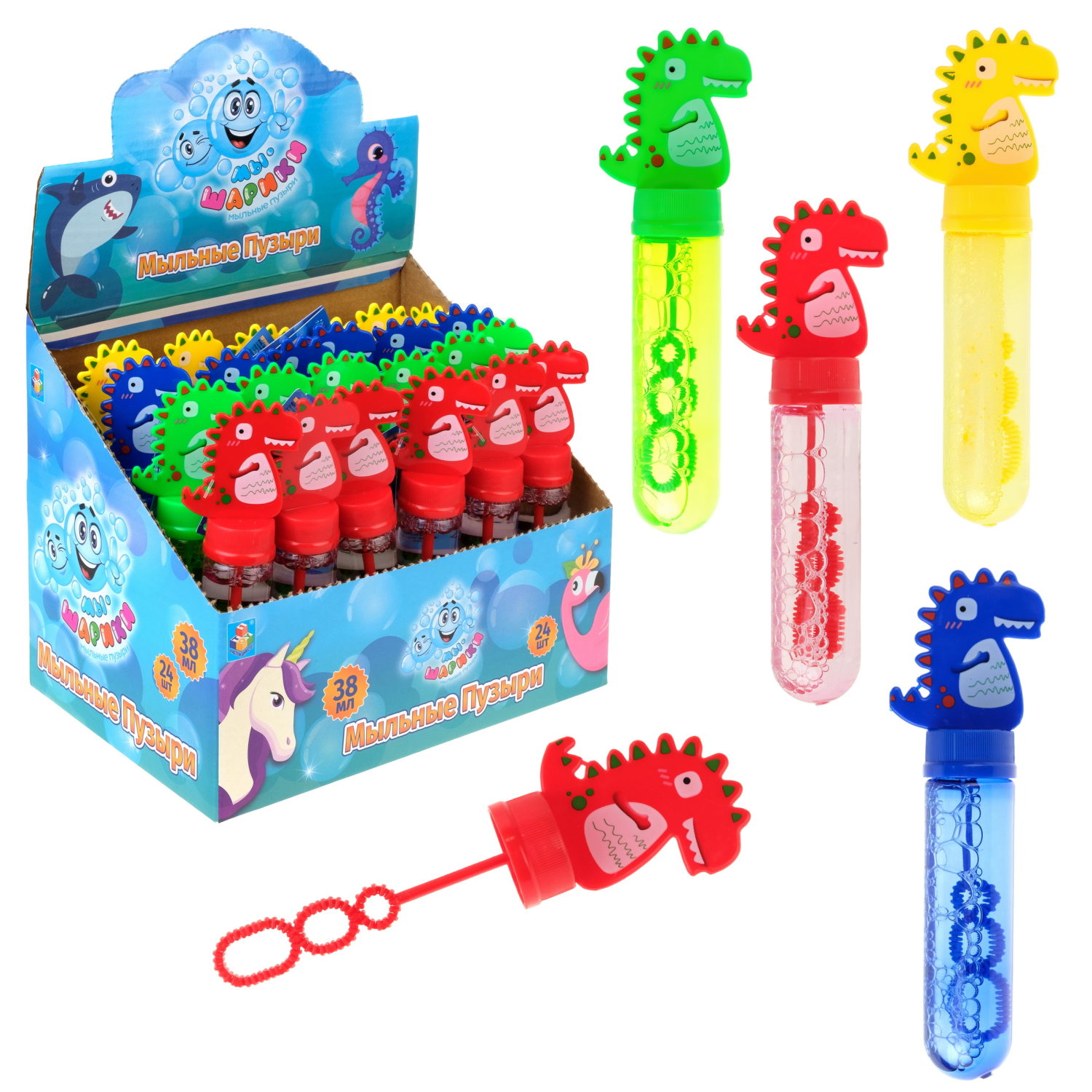 Мыльные пузыри 1TOY Мы-шарики! Динозавр, 38 мл, в ассортименте