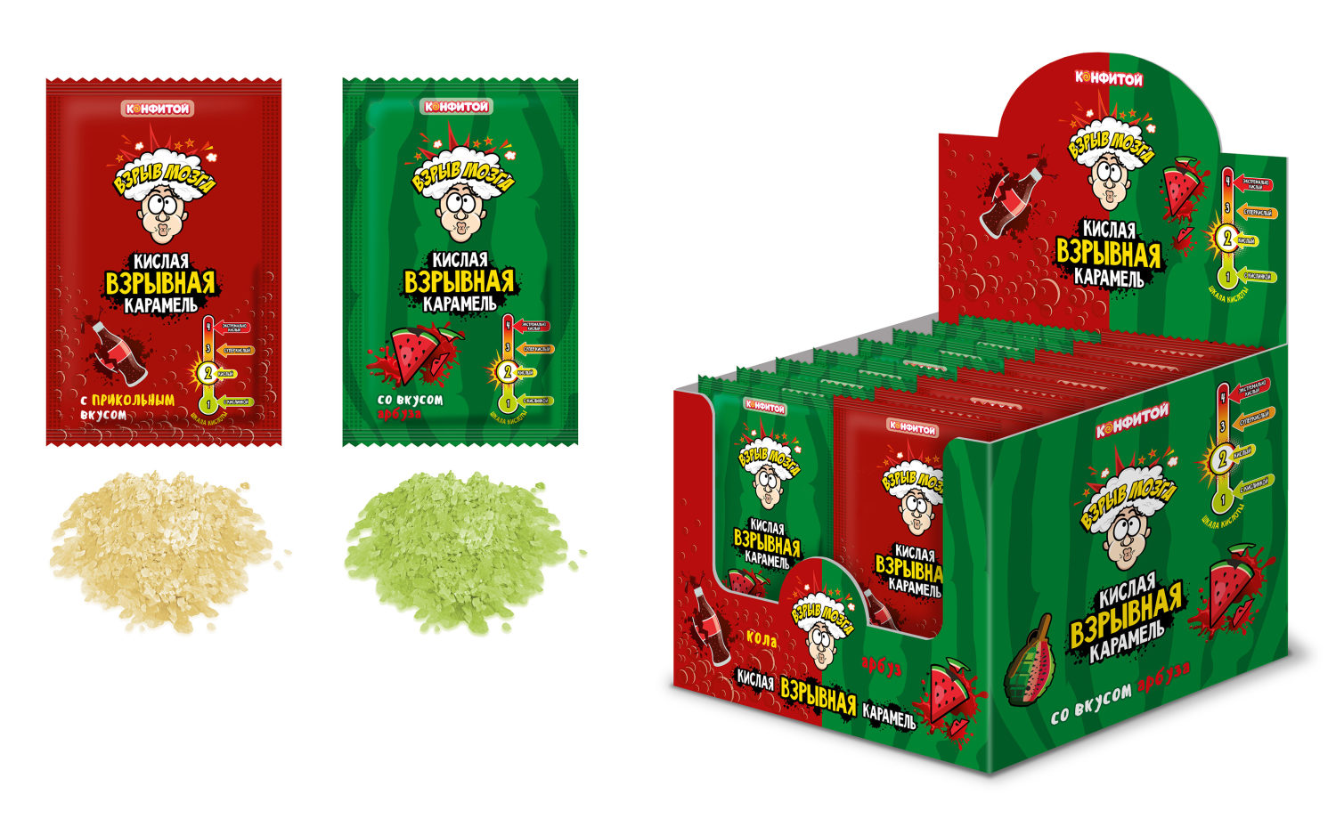 ВЗРЫВ МОЗГА кислая взрывная карамель, блок 40 шт. (8г х 40 х 12)