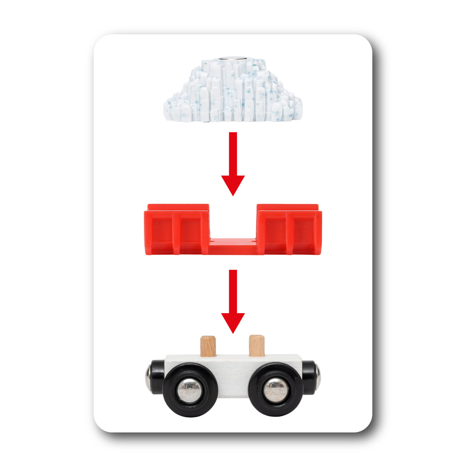 Снегоуборочный поезд с грузом BRIO для деревянной железной дороги, паровозик детский на магнитах