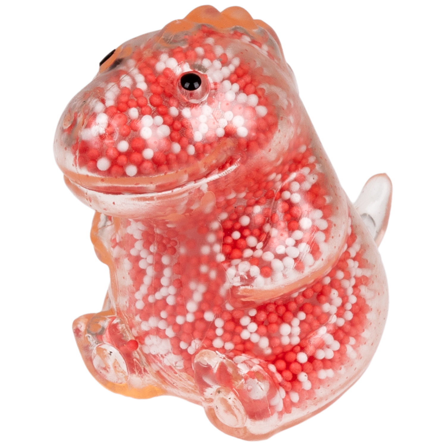 1toy Жмяка динозавр с пенопластовыми шариками, 8х11 см, красно-белый