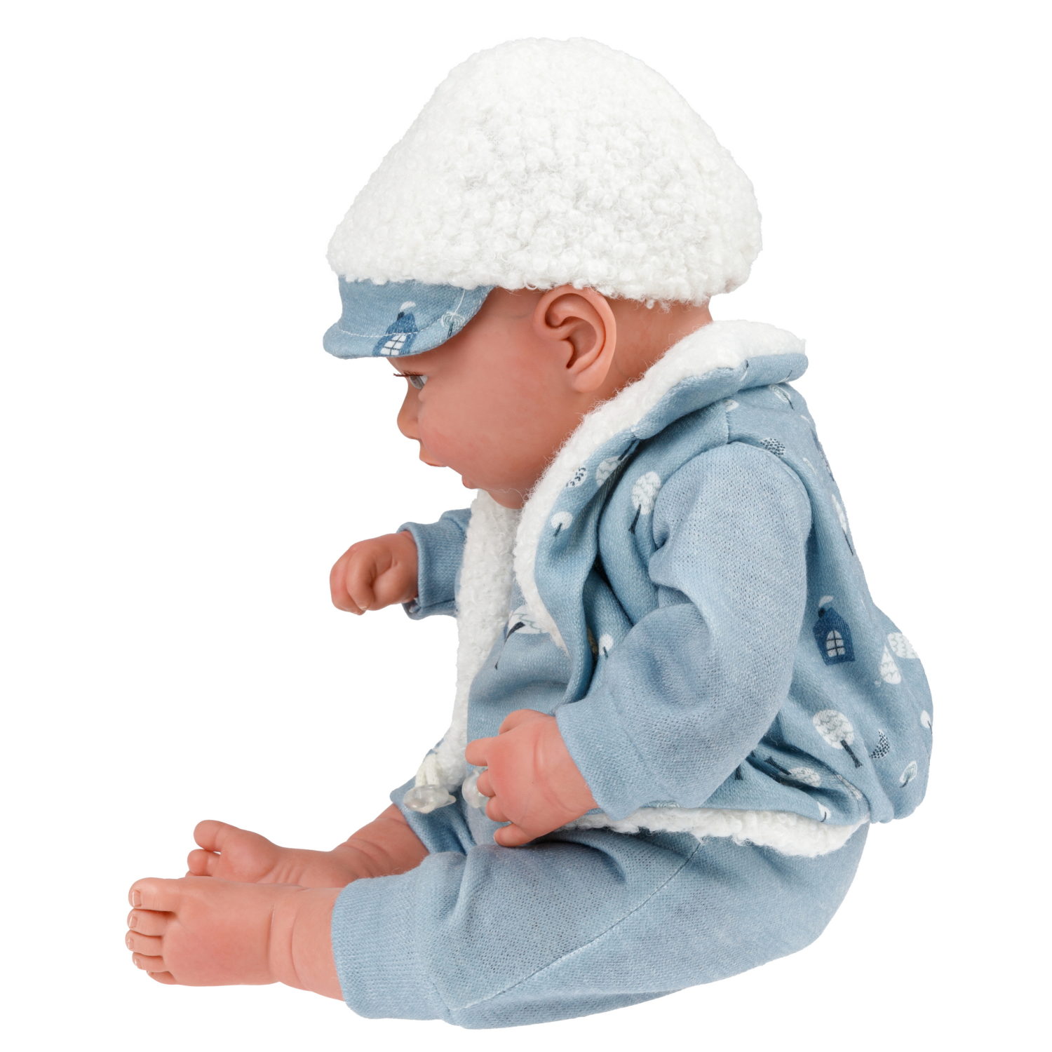 Arias Reborn Bruno новорожденный пупс мягкий 45 см., в голубой одежде, с соской, с одеялом,кор.