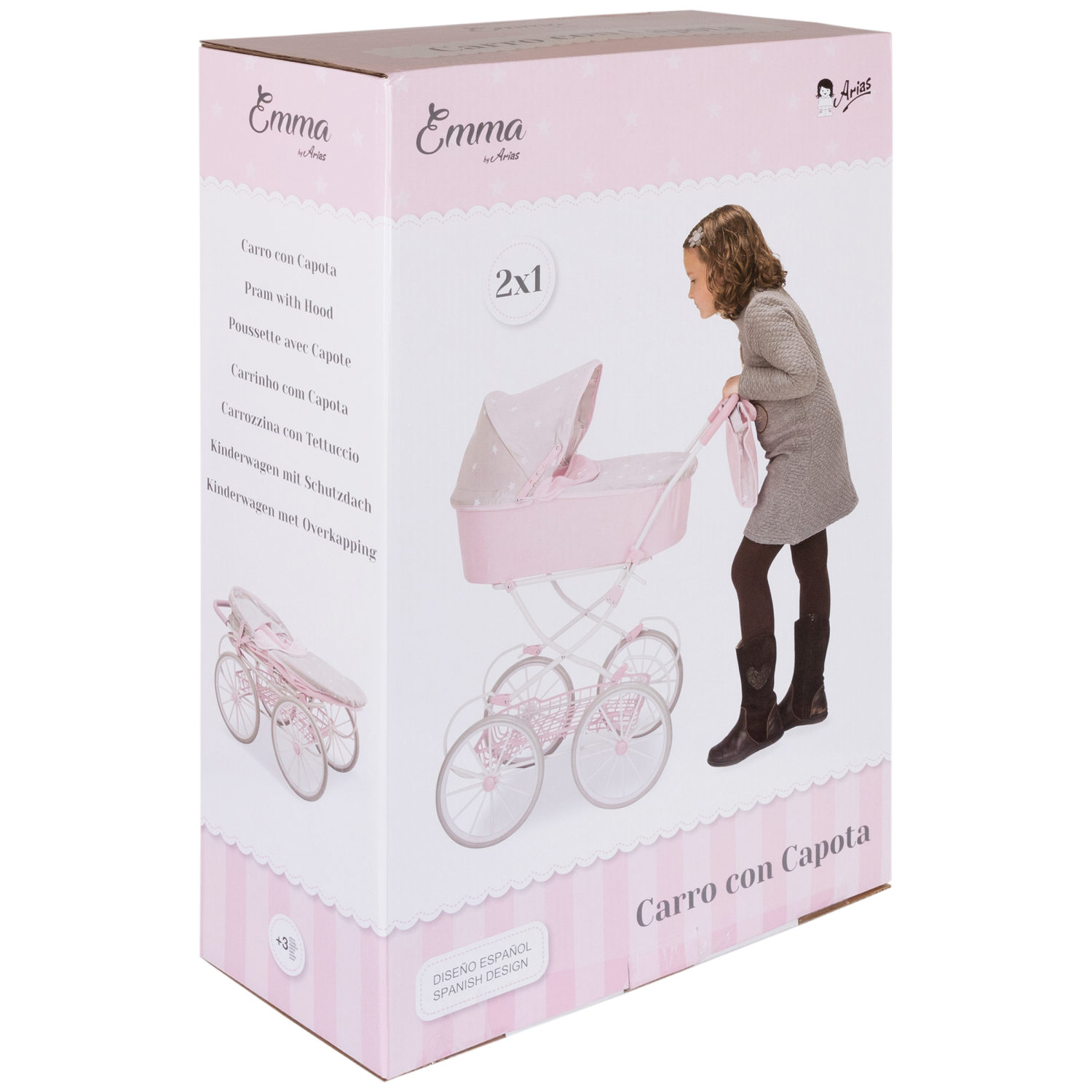 Коляска-люлька для кукол Arias детская, прогулочная, складная, большая, высокая, с сумкой