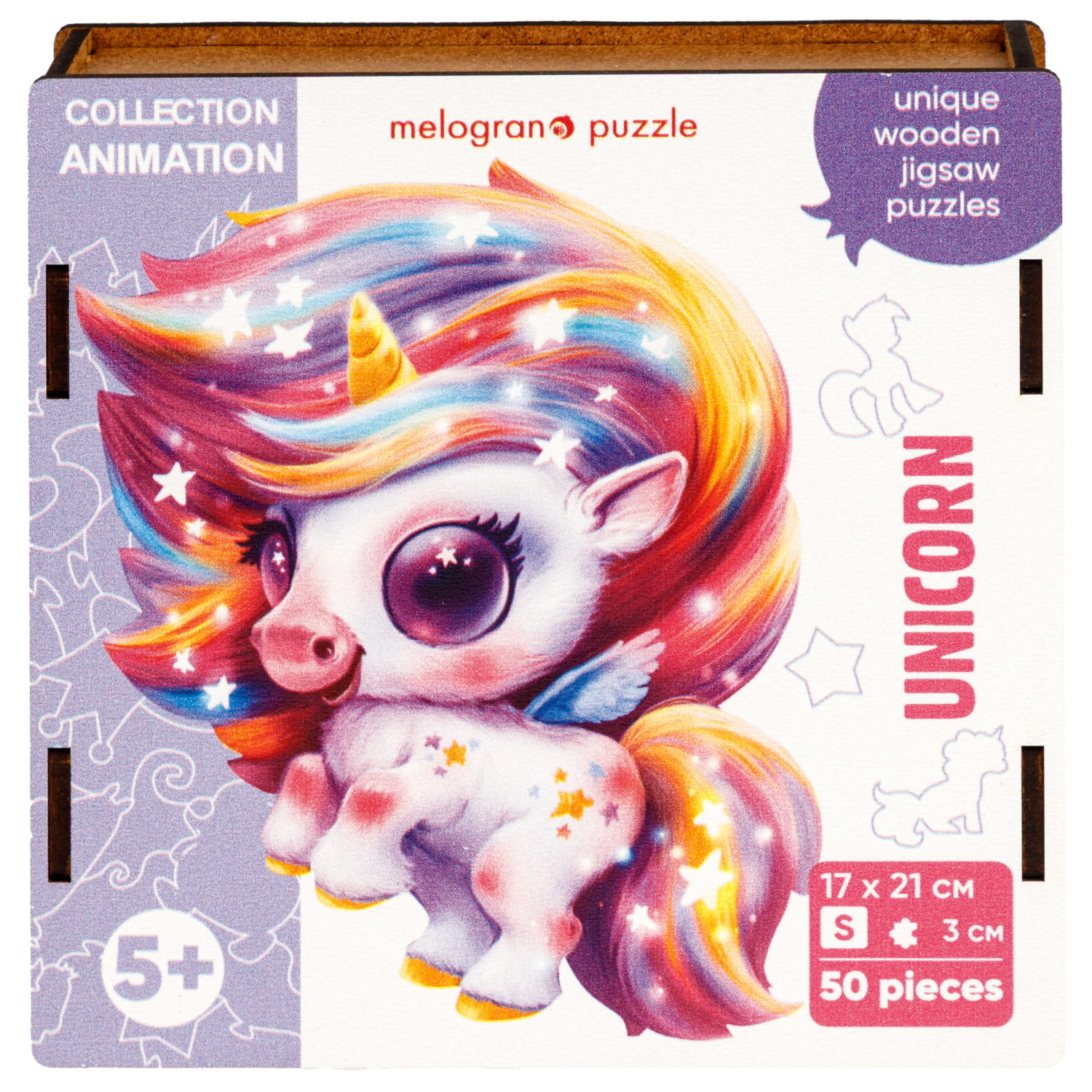 Деревянные пазлы Collection Animals Единорог Карамелька, 50 деталей