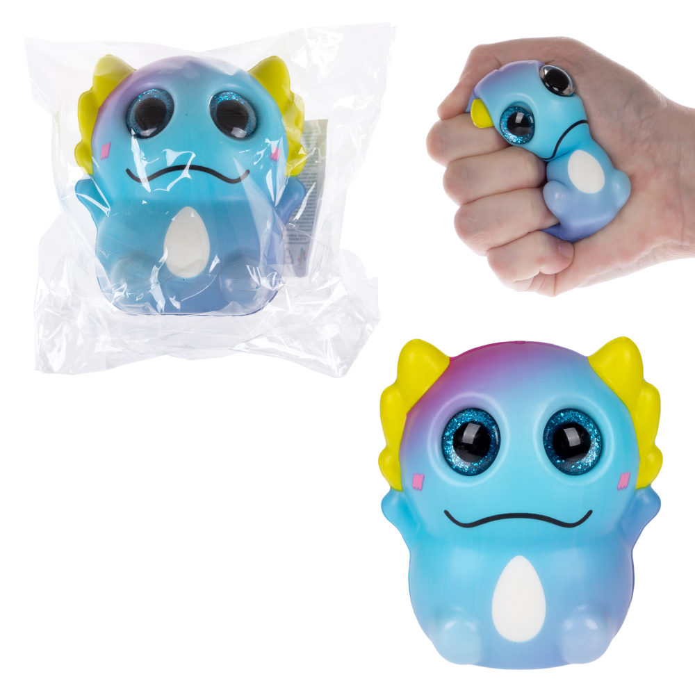 Глазастый сквиш 1TOY Аксолотль, игрушка-антистресс для рук, жмякалка, 9х7,8 см