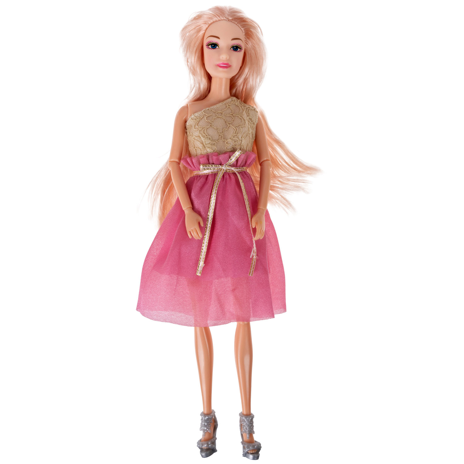 Кукла Alisa Weekend в розовом платье, с аксессурами: сумочкой, цветами, 29 см