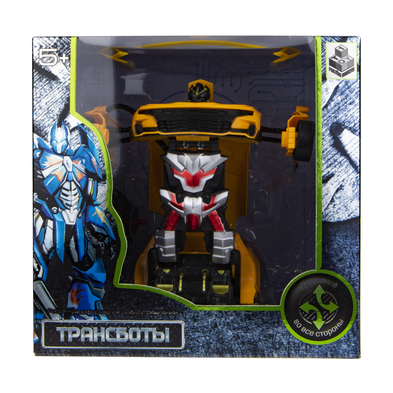 1TOY Трансботы, 1:18 на р/у 27МГц, трансформирующийся в легковую машину 20 см, желто-черный