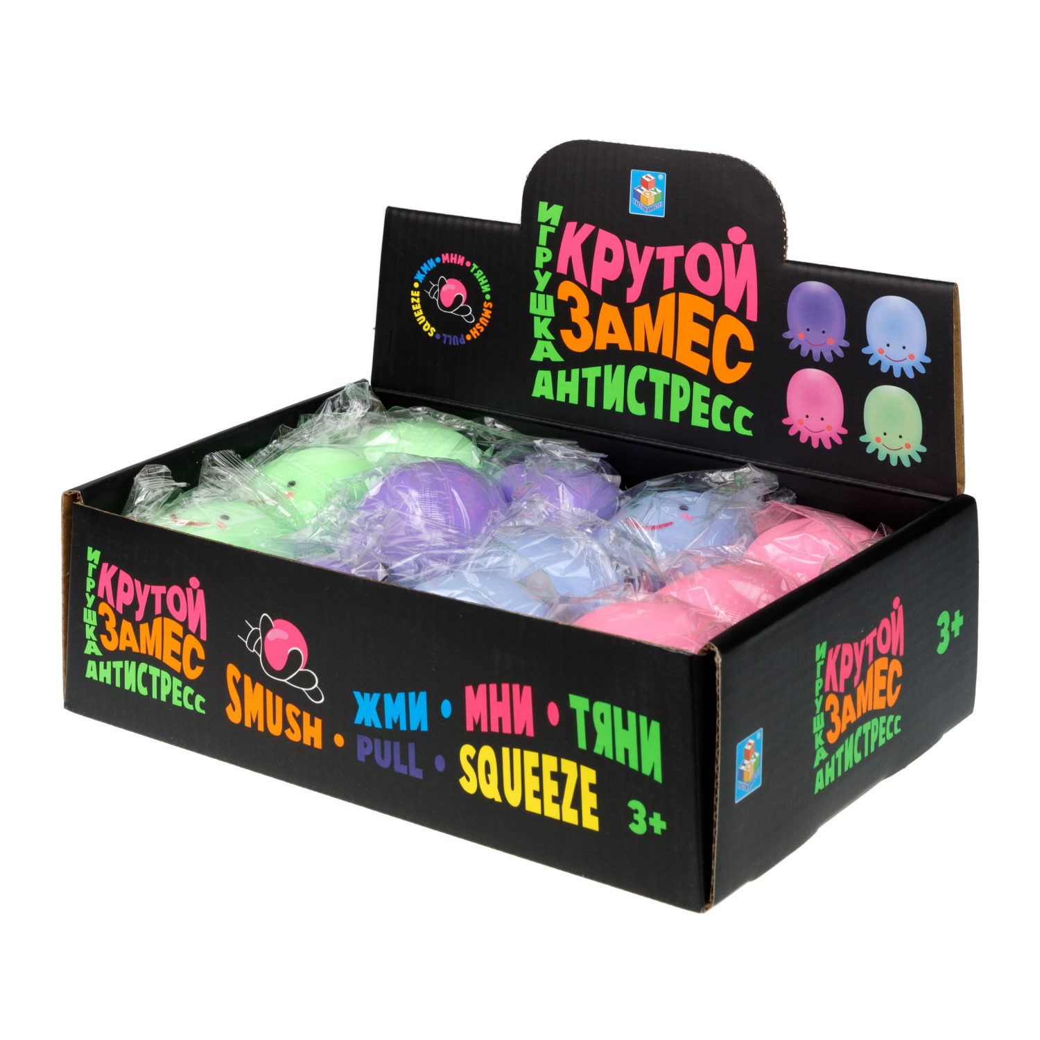 Антистресс-игрушка для рук 1TOY Крутой замес Осьминог, 4 вида в ассортименте