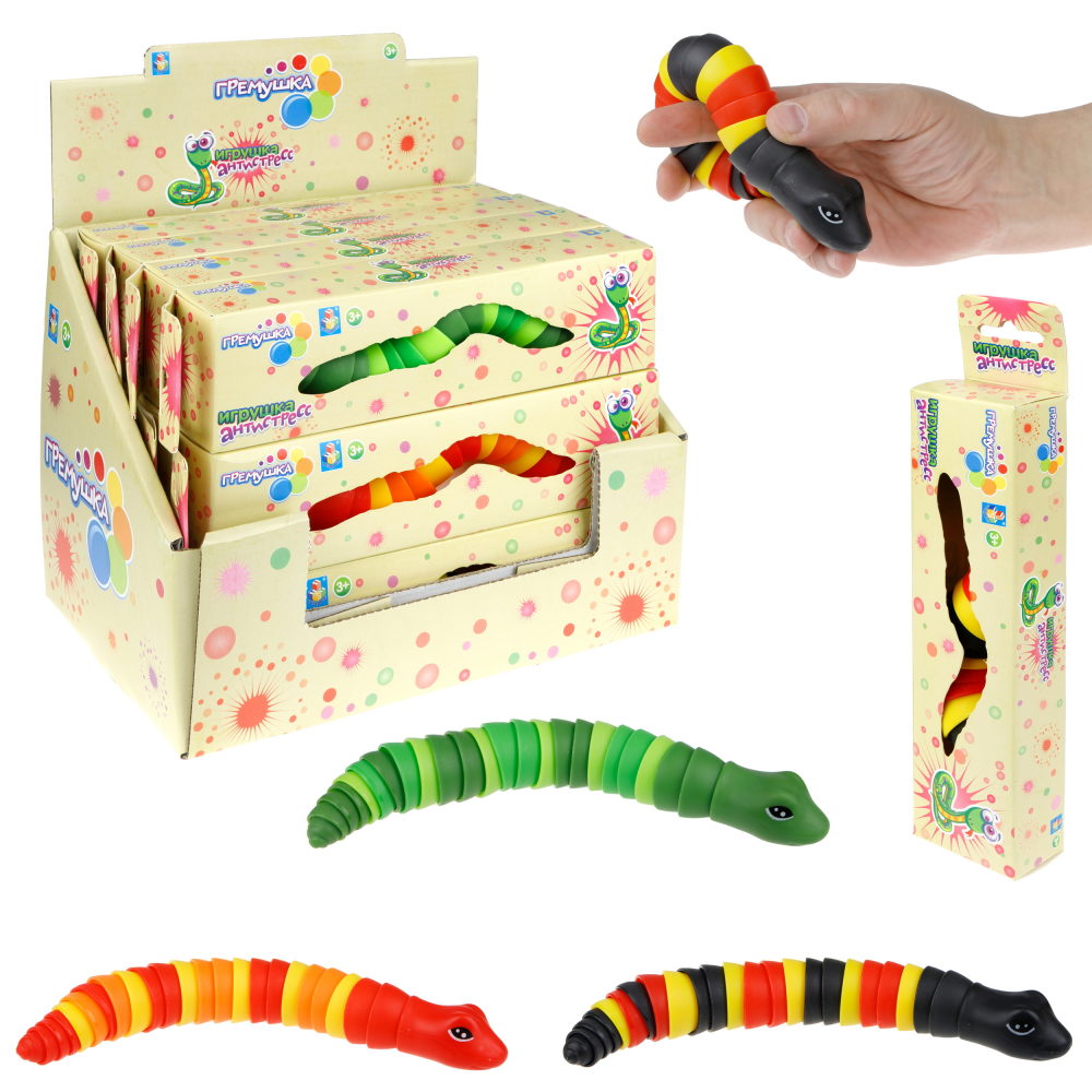 Змейка 1TOY Гремушка , 3 цвета в ассортименте