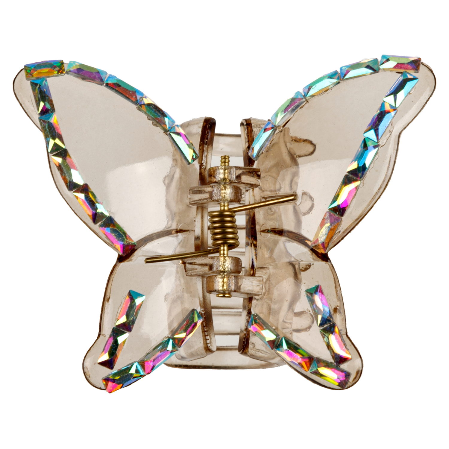 Lukky Fashion заколка-краб д.волос Бабочка Crystal с голограф.отделкой,4 цв.:золотой/розовый/малиновый/серебряный микс