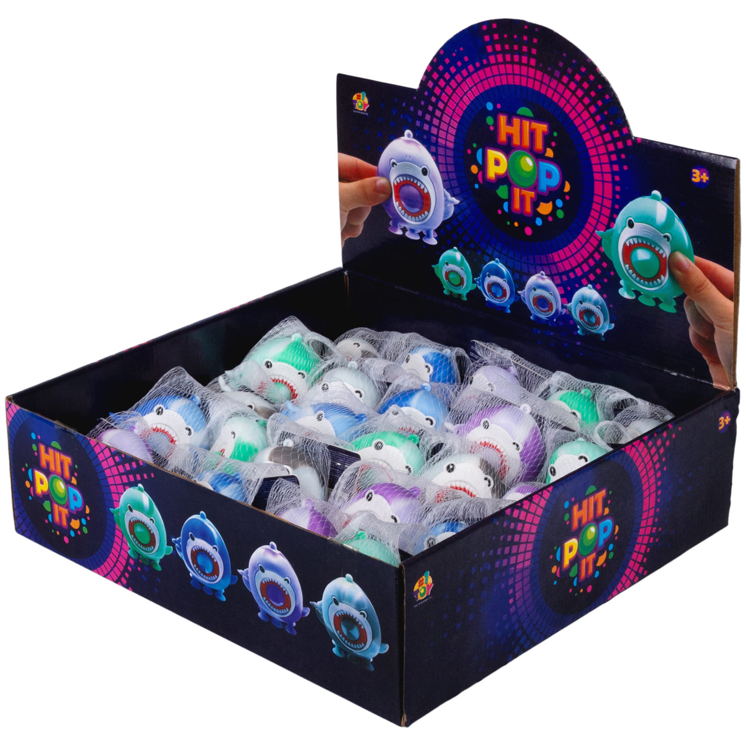 1TOY Жмяка Hit Pop It "Акулы" на присосках 8,5х4х7 см, 4 вида в ассортименте