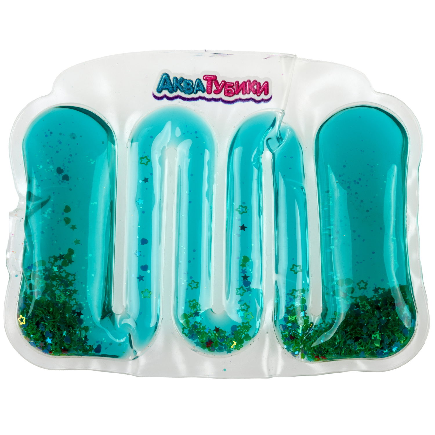 Акватубики переливайка 1TOY «Конфетти» скользун с водой внутри, антистресс для рук, жмякалка, 4 цвета в ассортименте