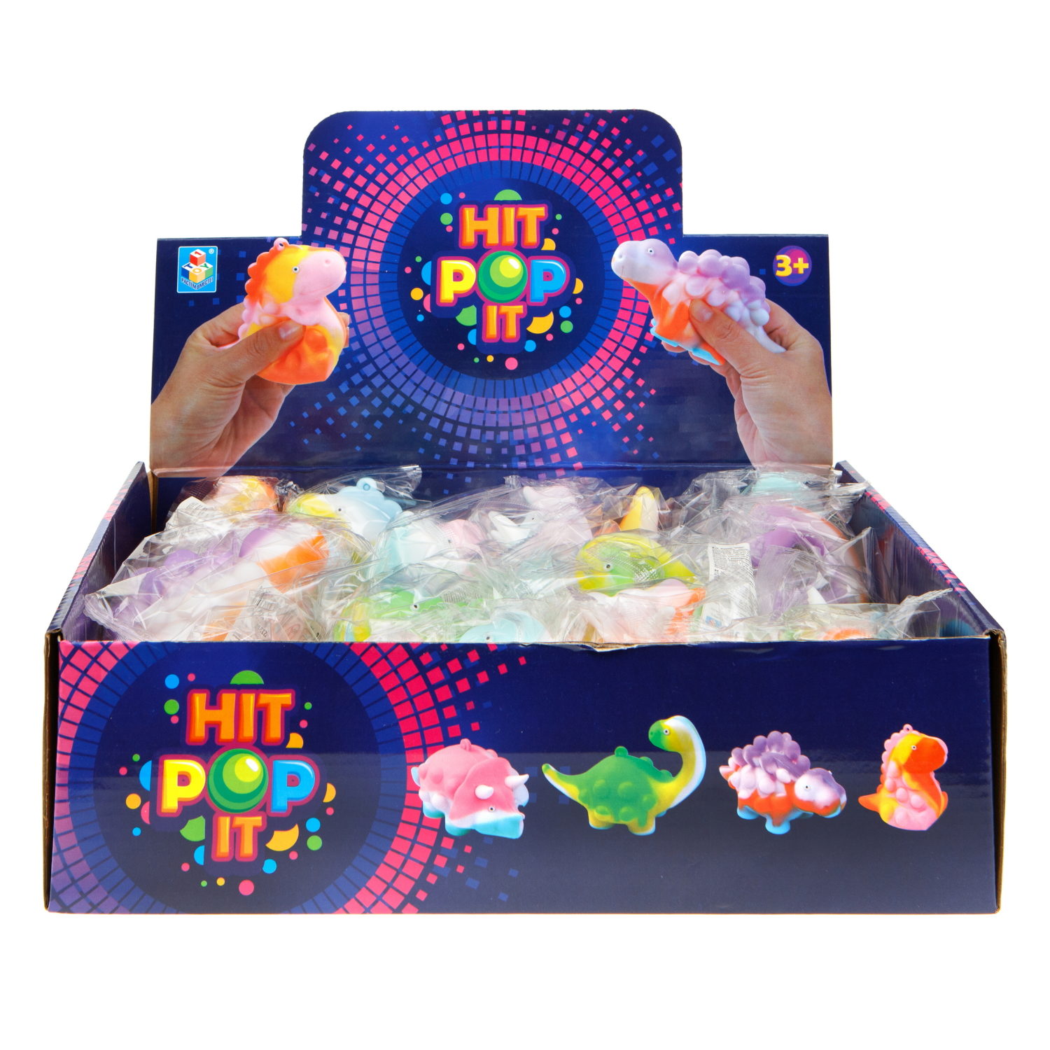 1TOY жмяка Hit Pop It "Динозавр", 9,5х6,3х8,4 см, 4 вида в ассортименте