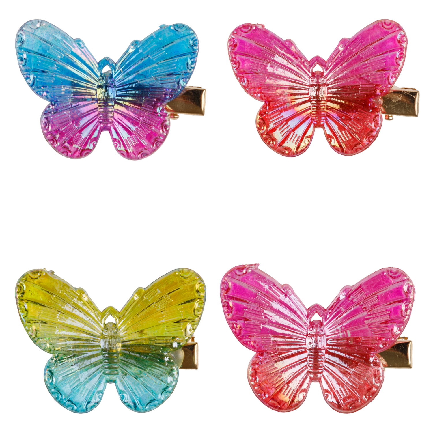 Заколки для волос Lukky Fashion Бабочки Яркий Градиент, детские, для девочки, зажимы, 2 цвета в ассортименте, набор 2 шт.