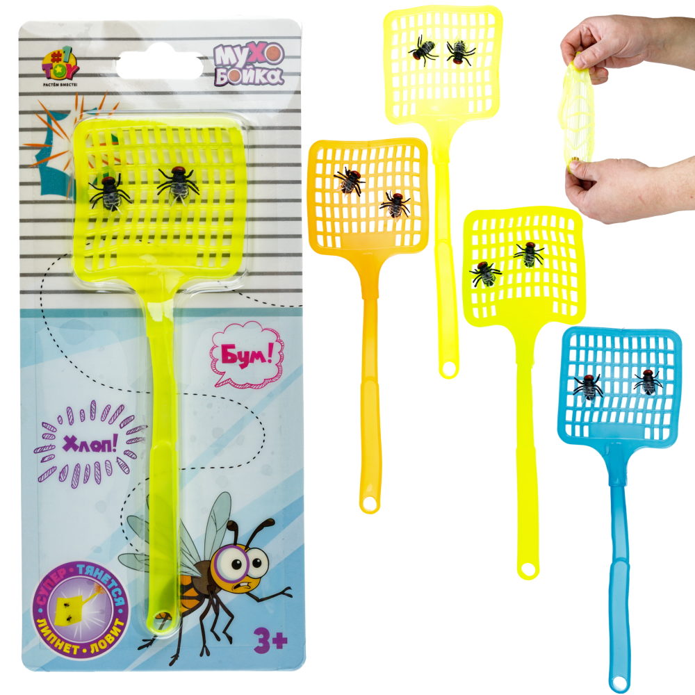 Игрушка-антистресс 1TOY Мухобойка, 19х6,5 см, 4 цвета в ассортименте