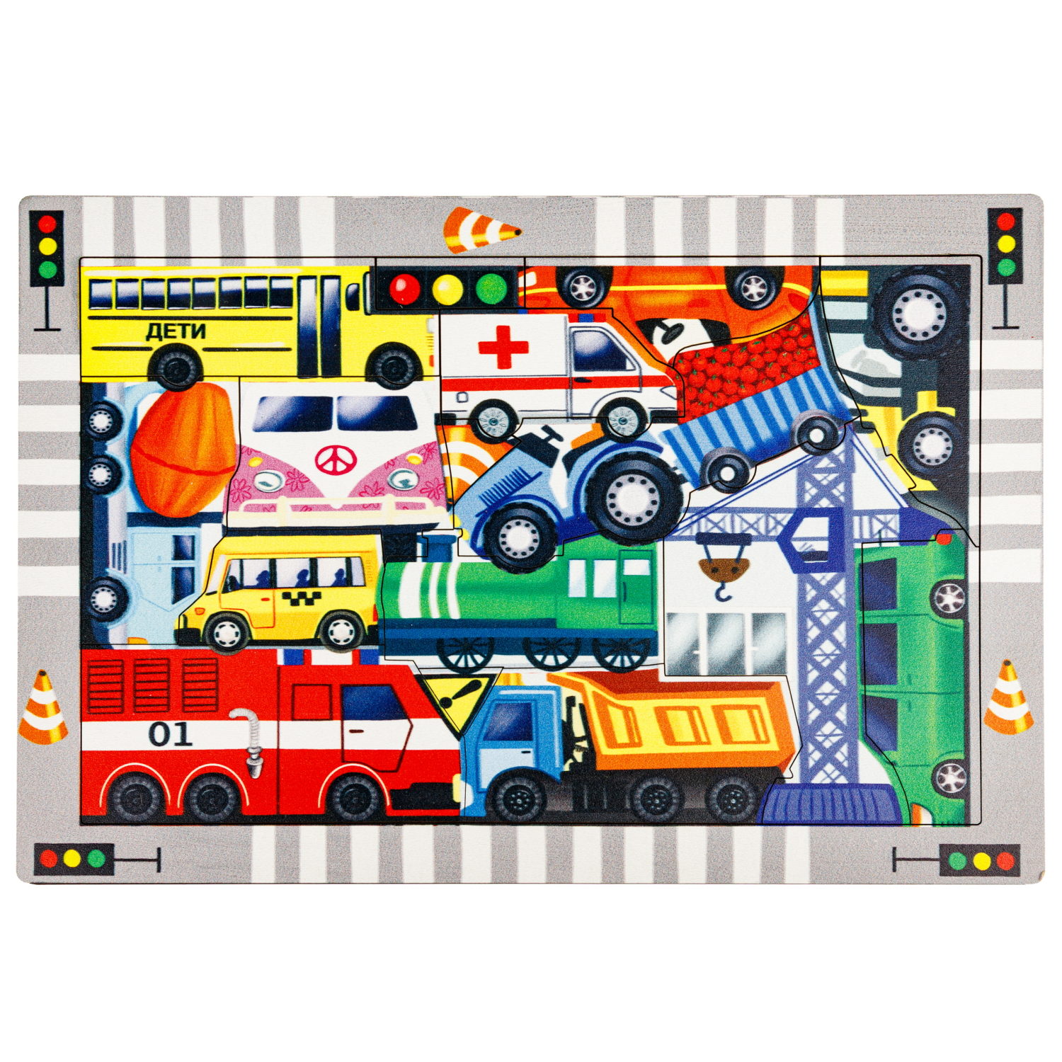 Деревянные пазлы Collection Sorter Город машин, 16 деталей, 3+