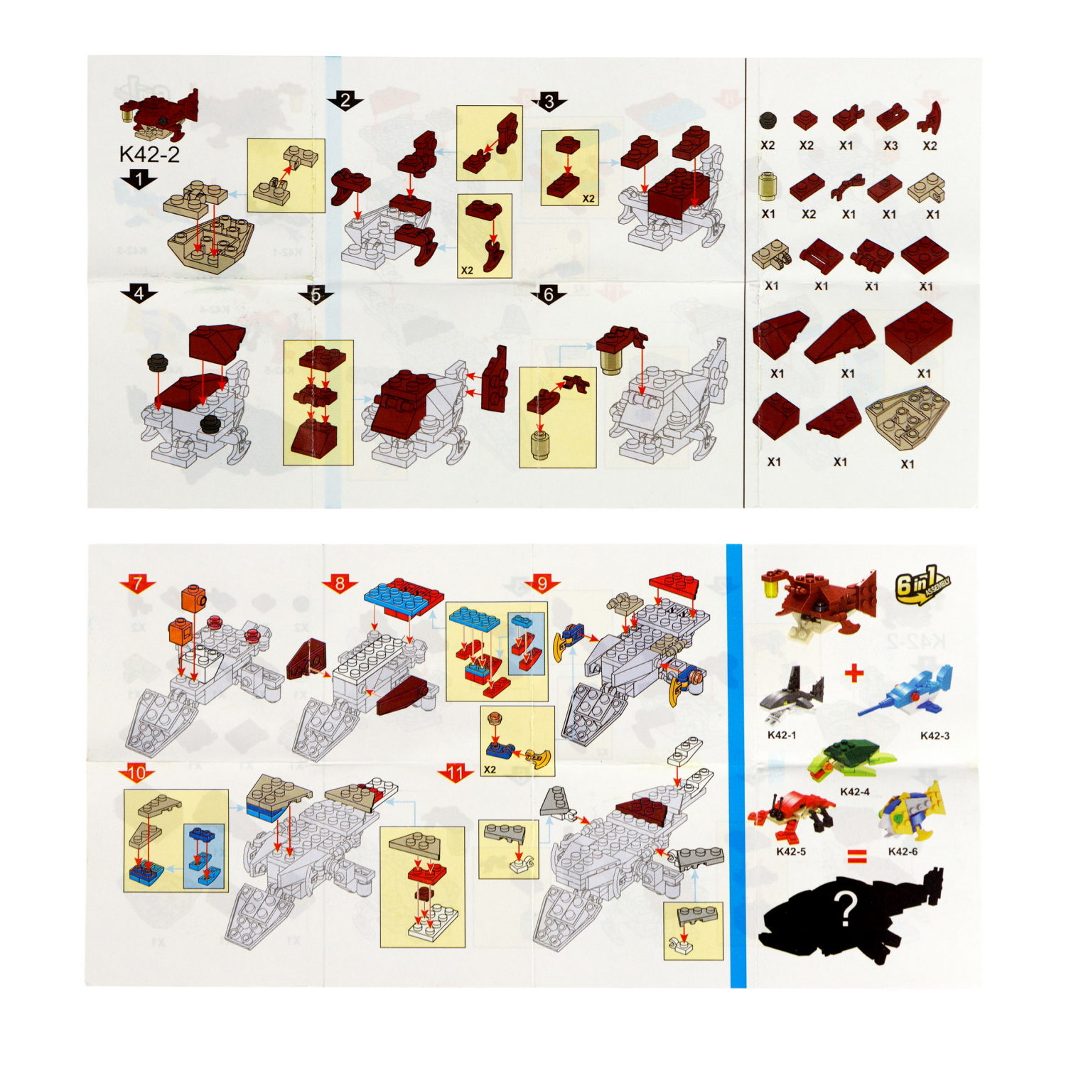 Конструктор 1TOY Blockformers "Океан", 6 видов, из 6 шт. собирается большой кит, 1 шт.