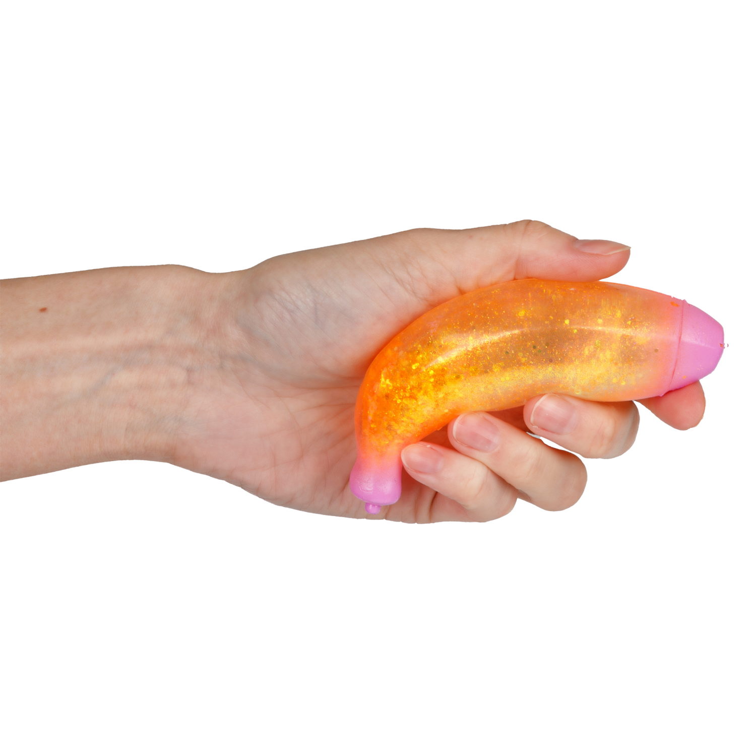 Антистресс-игрушка для рук 1TOY Крутой замес Супергель Банан с блестками, 11 см, 6 цветов в ассортименте