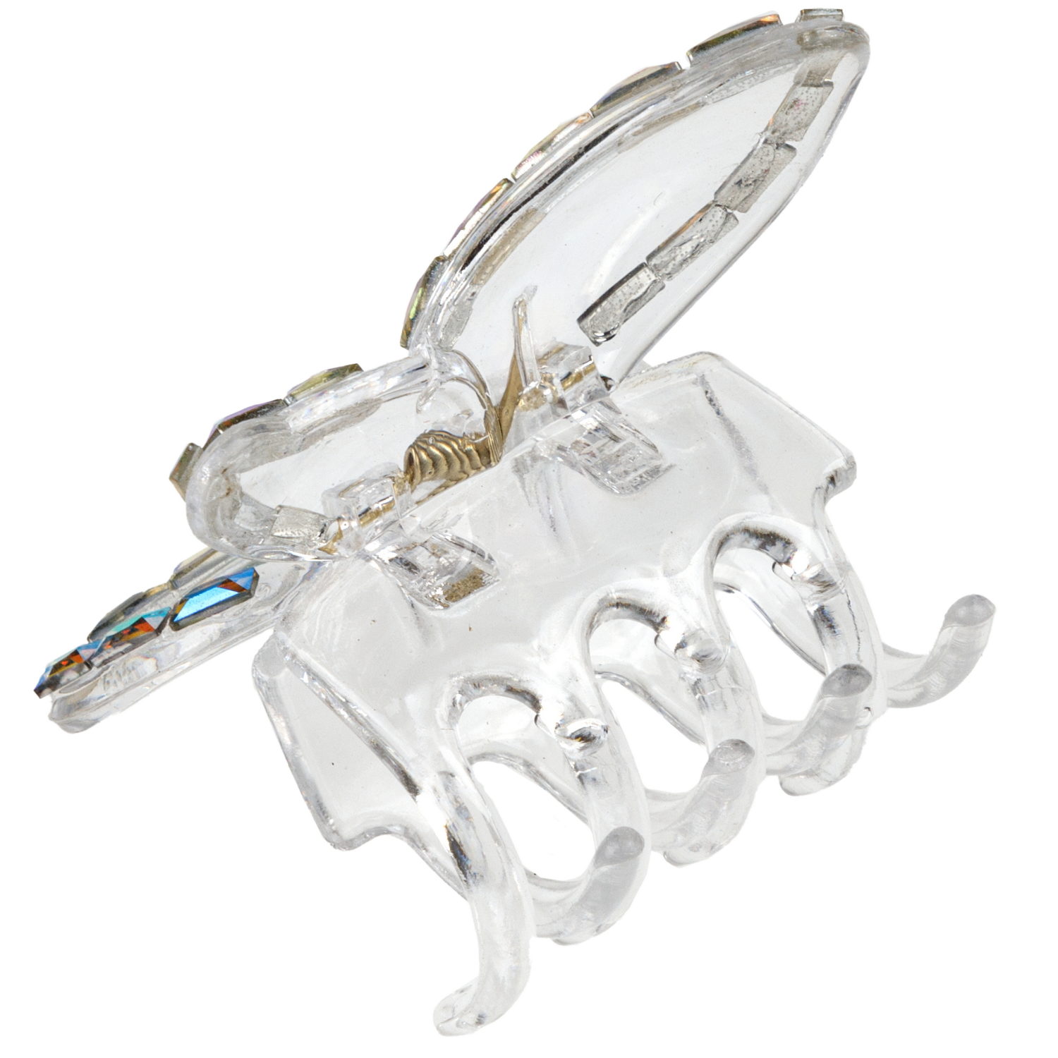 Lukky Fashion заколка-краб д.волос Бабочка Crystal с голограф.отделкой,4 цв.:золотой/розовый/малиновый/серебряный микс