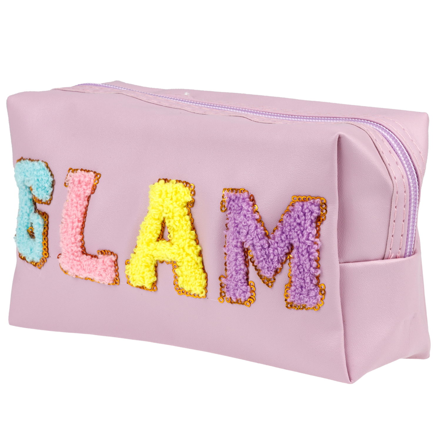 Косметичка с вышивкой плюшевыми буквами Lukky Glam Style, 18*10*8 см